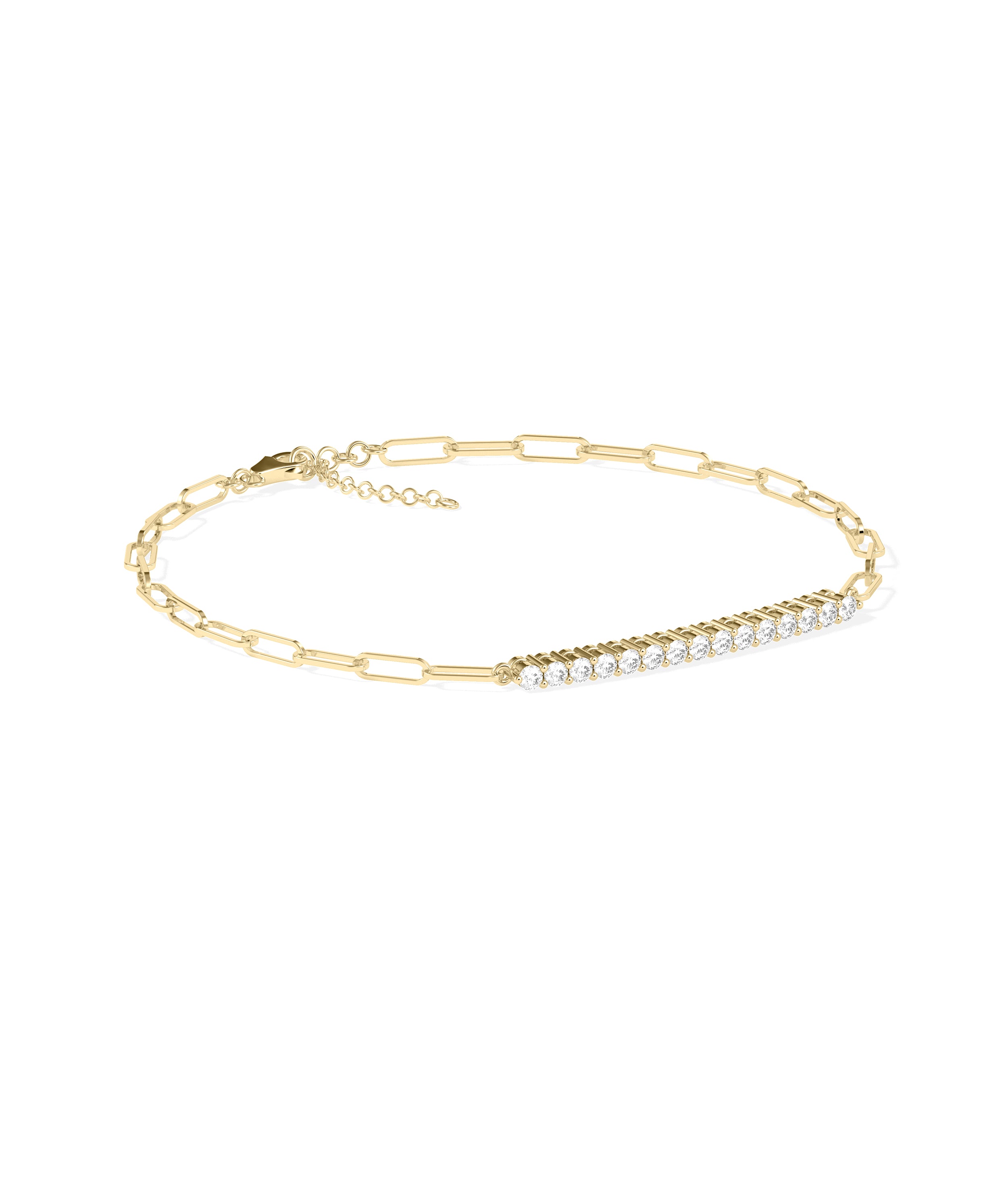 Diamond Line Paperclip Bracelet | Elegant Diamond Bangle