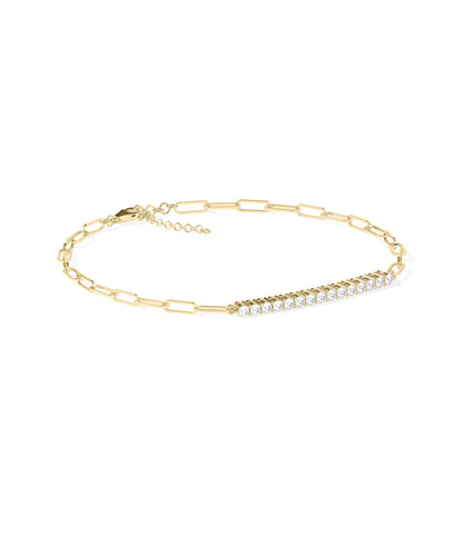 Diamond Line Paperclip Bracelet | Elegant Diamond Bangle