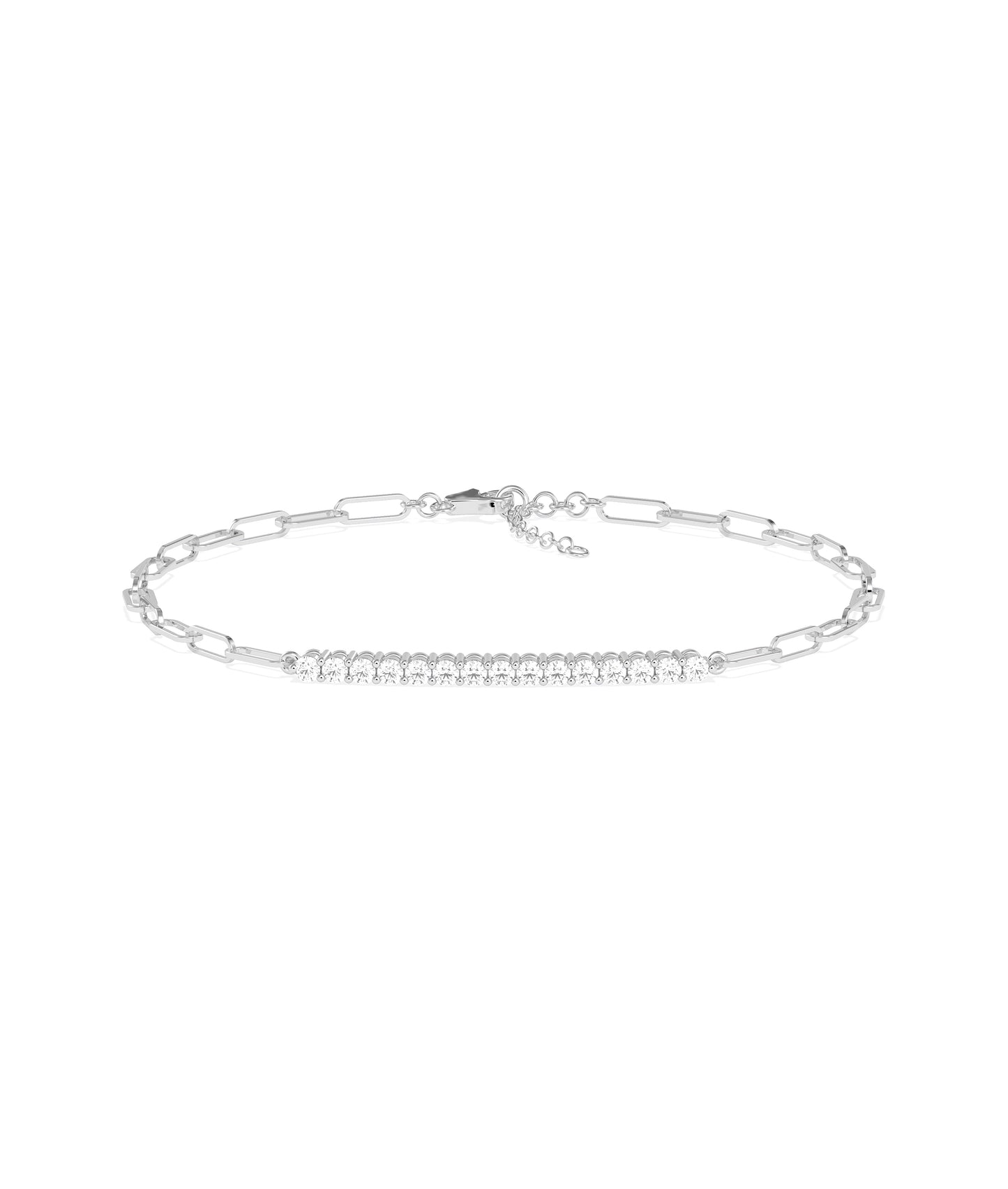 Diamond Line Paperclip Bracelet | Elegant Diamond Bangle