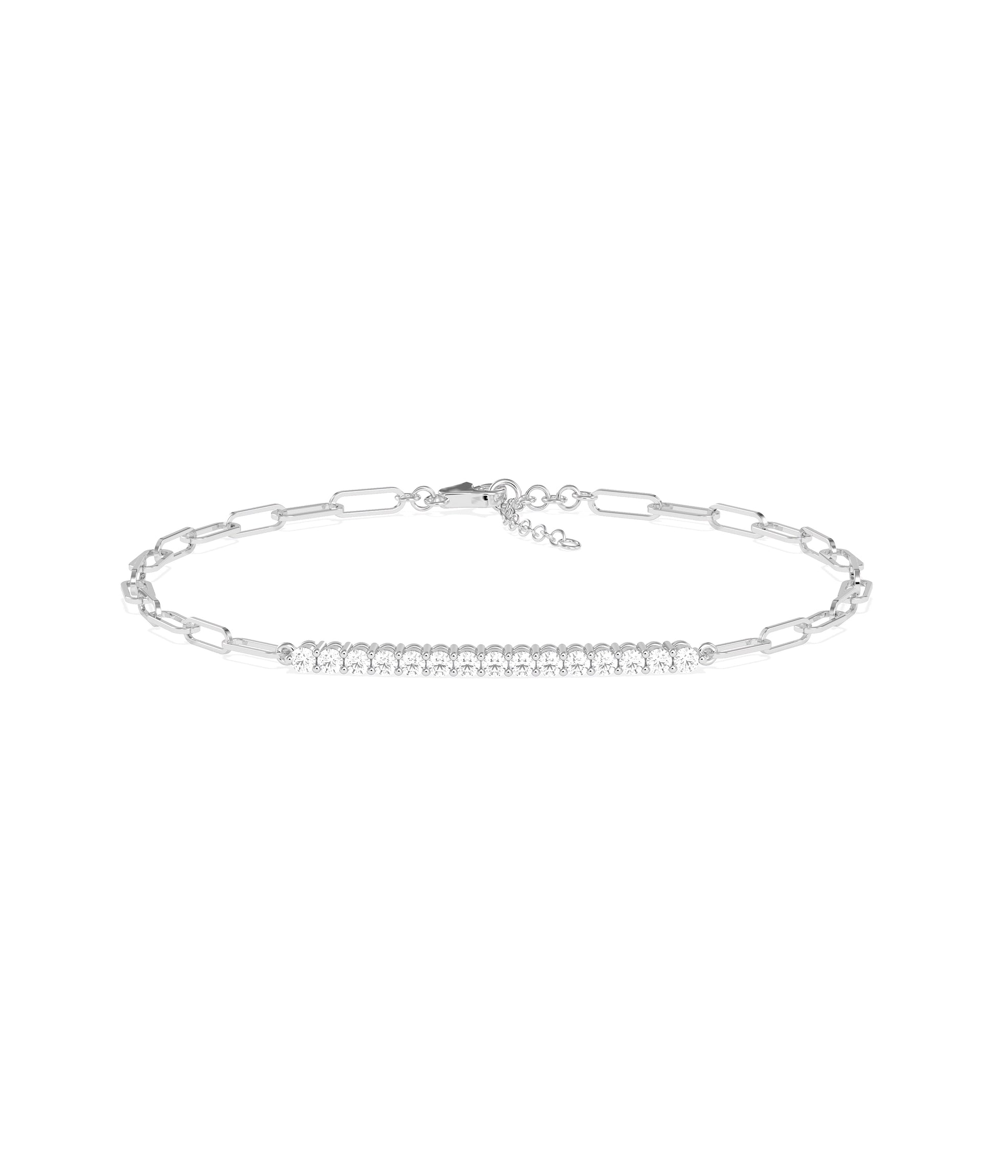 Diamond Line Paperclip Bracelet | Elegant Diamond Bangle