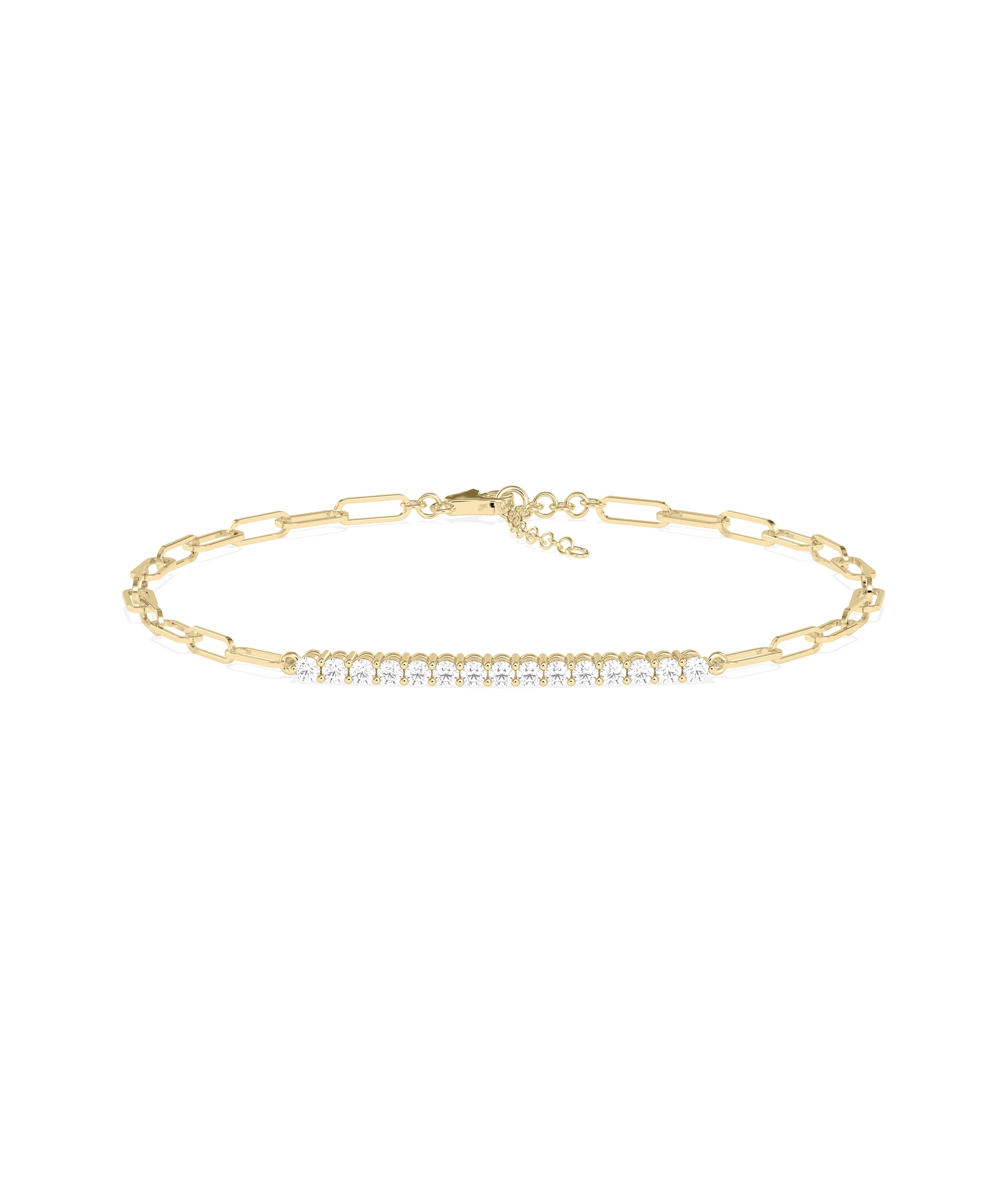 Diamond Line Paperclip Bracelet | Elegant Diamond Bangle