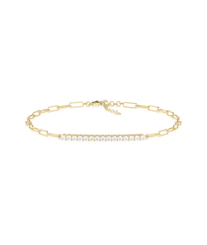 Diamond Line Paperclip Bracelet | Elegant Diamond Bangle