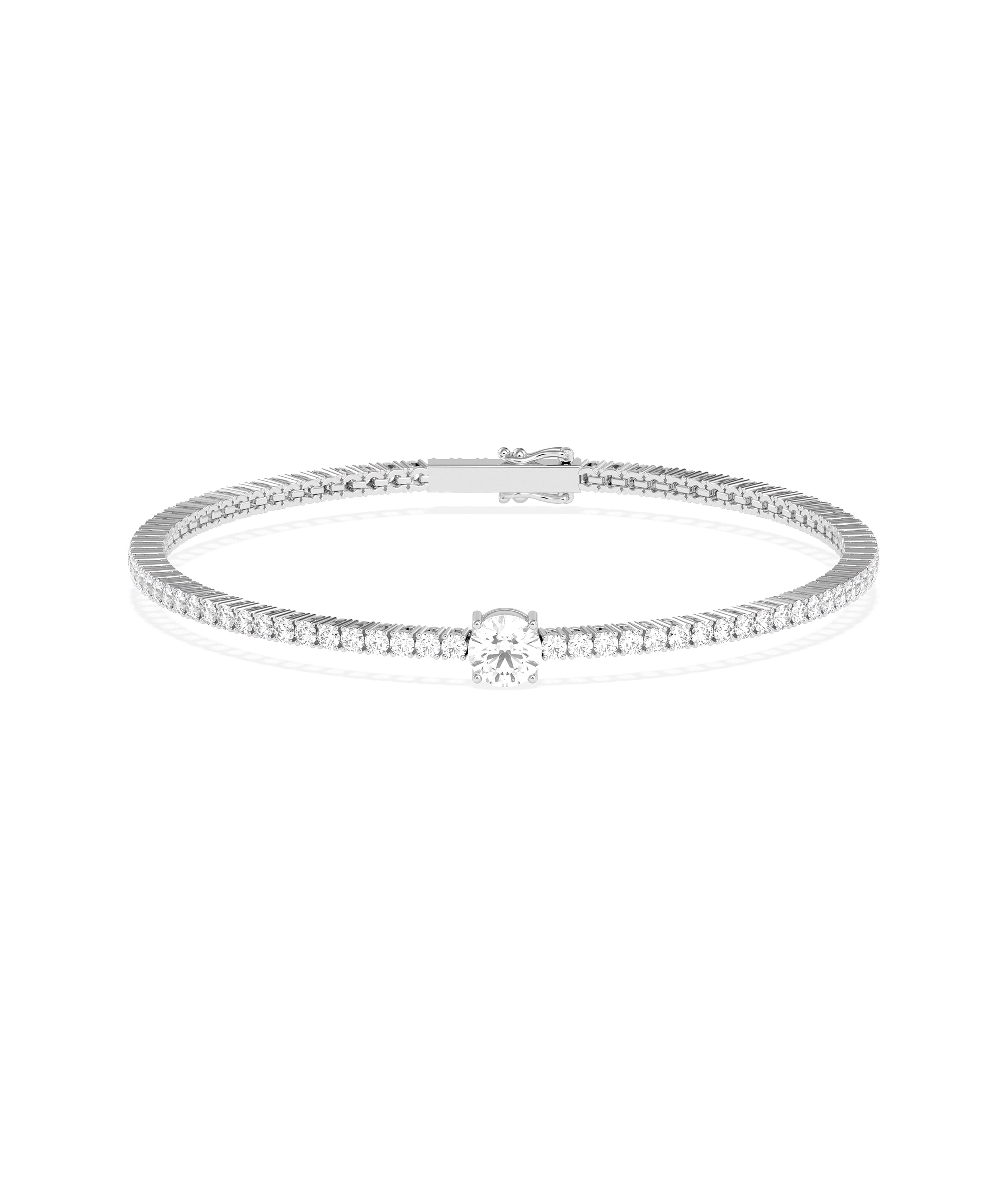 Diamond Tennis Bracelet with Solitaire - Everyday Jewelry