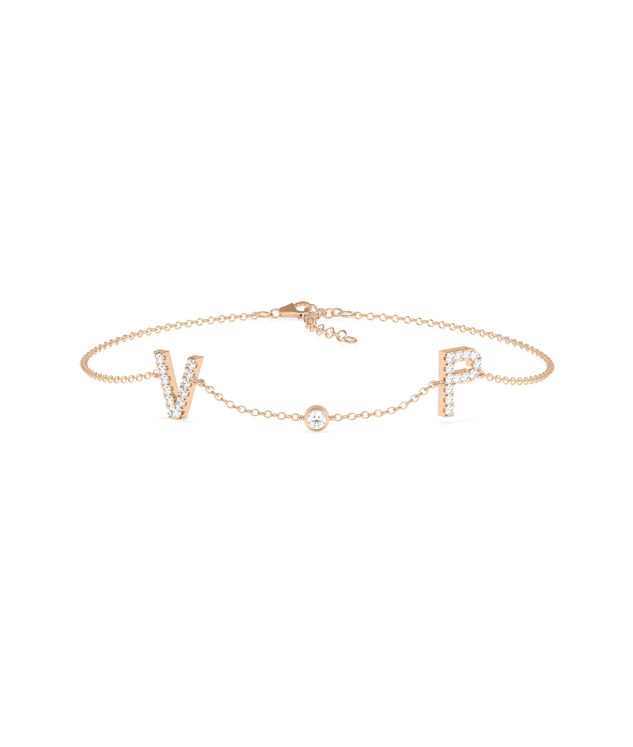 Diamond Initials Cable Chain Bracelet- DIAMOND bracelet