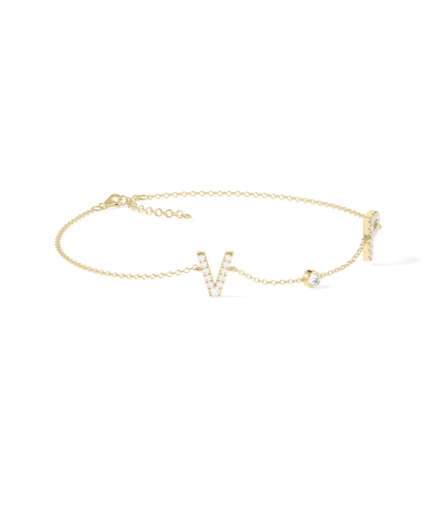 Diamond Initials Cable Chain Bracelet- DIAMOND bracelet