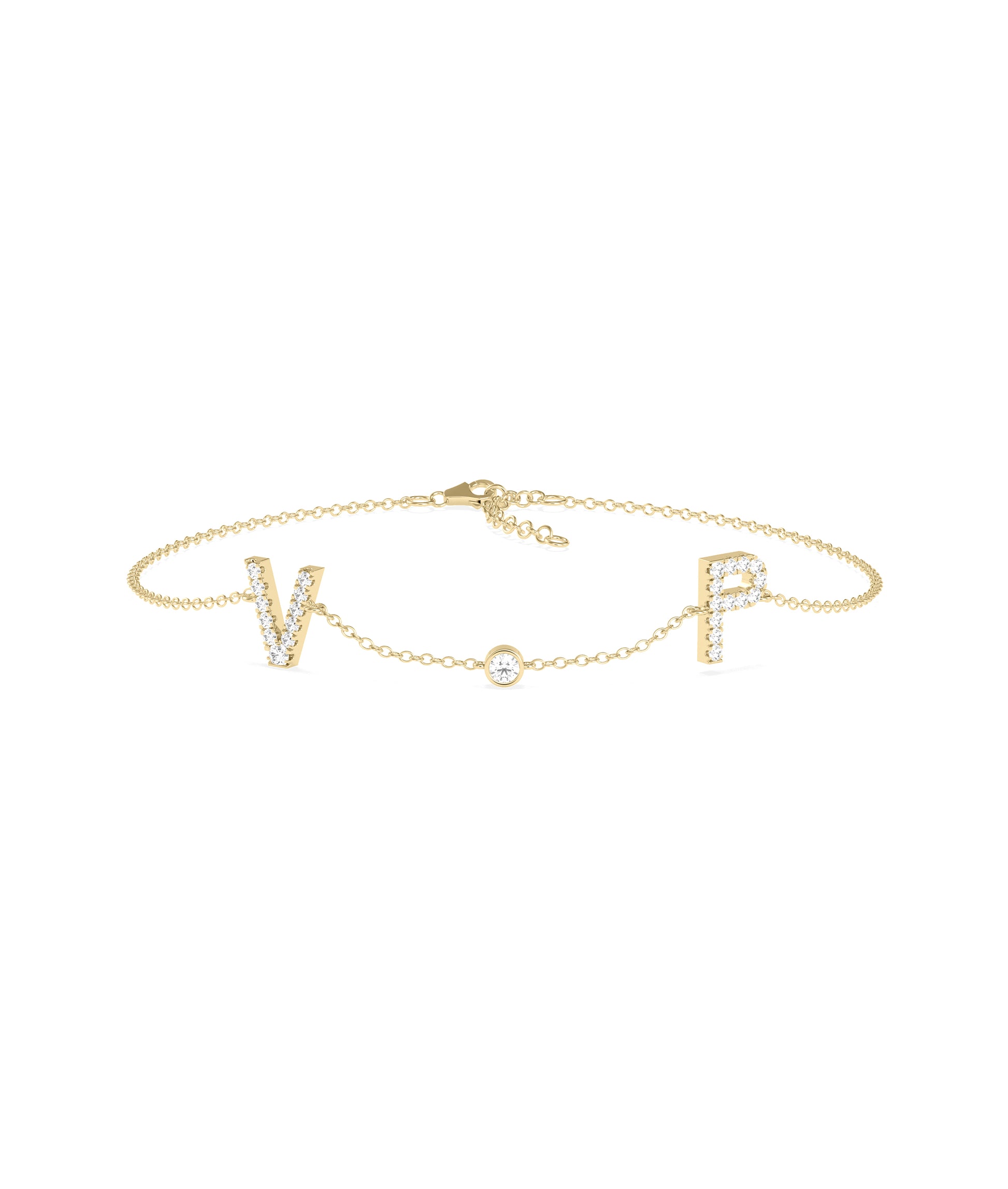 Diamond Initials Cable Chain Bracelet- DIAMOND bracelet