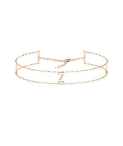 Diamond Pave Initial 2 Row Cable Chain Bracelet | Gold Bracelets