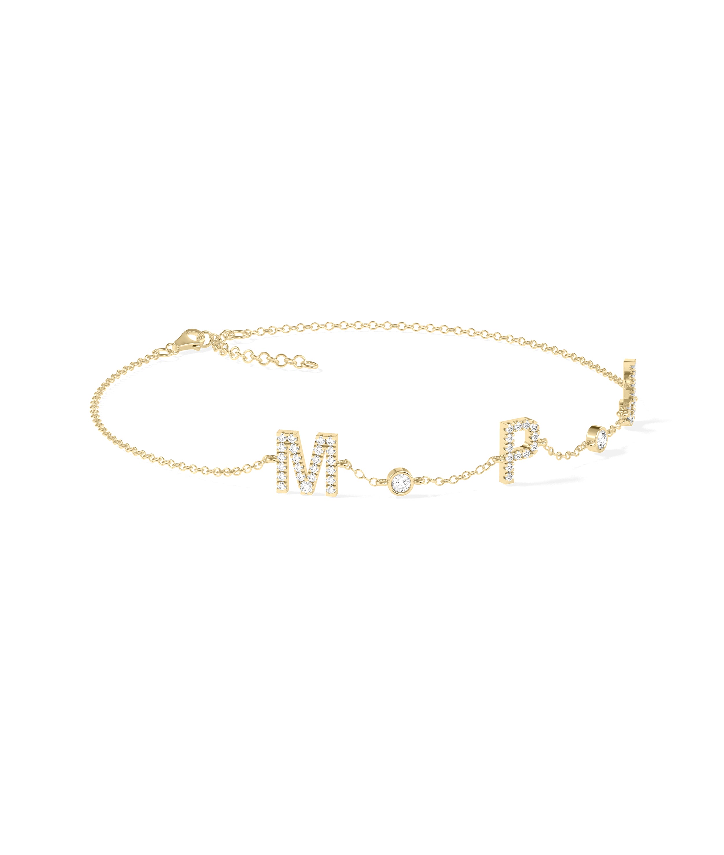 3 Diamond Initials Cable Chain Bracelet | Diamond Bracelet