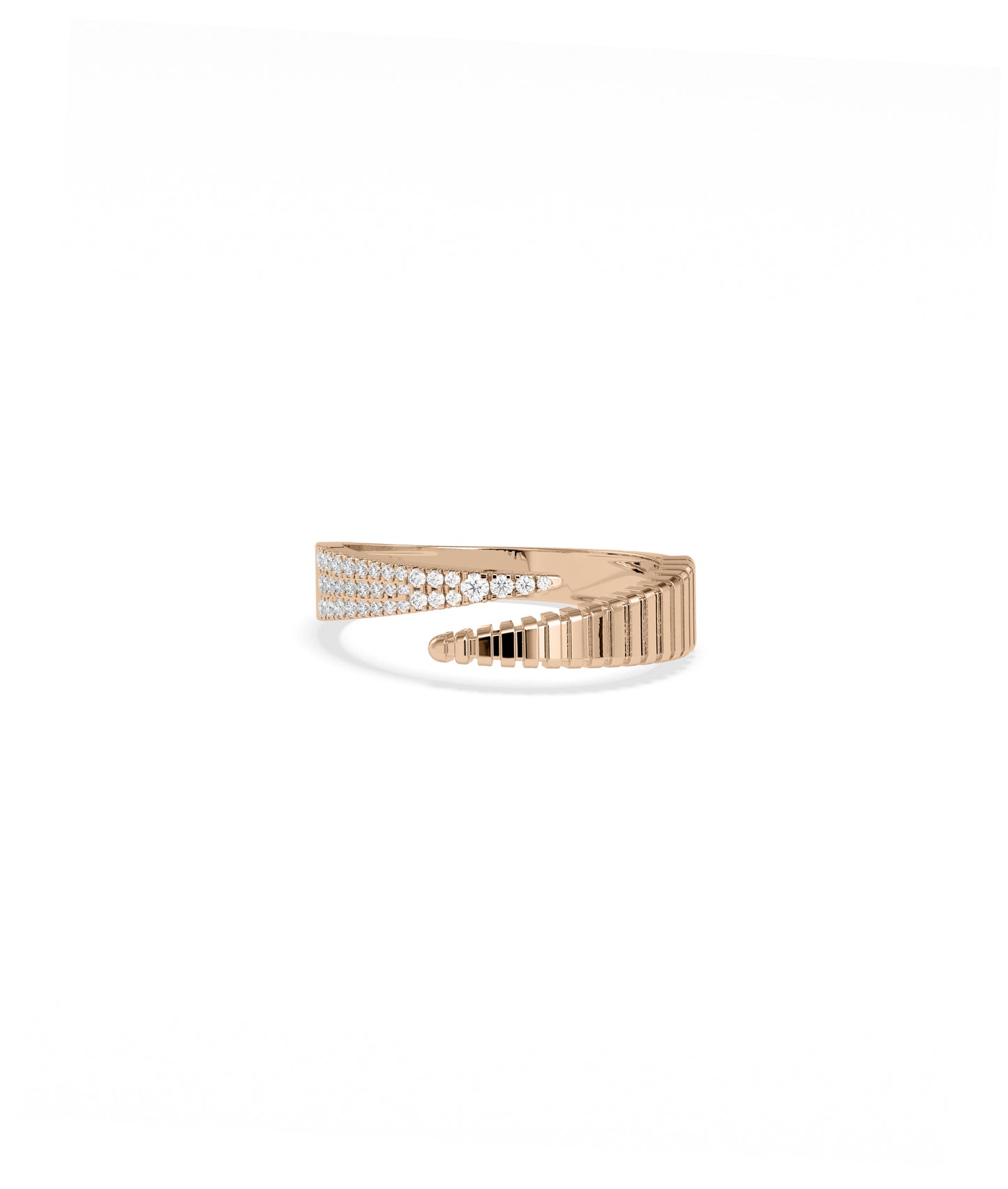 Diamond Pave & Groove Bypass Ring | Buy 14k Gold Ring