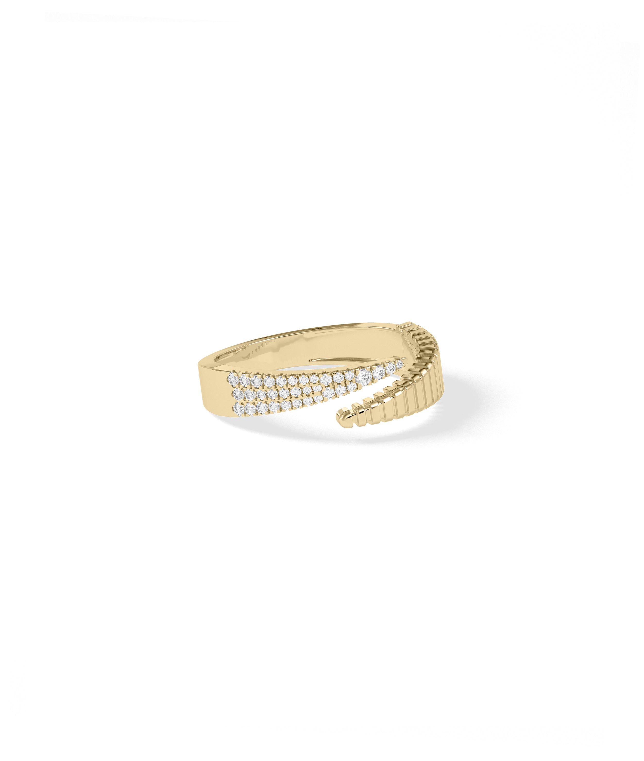 Diamond Pave & Groove Bypass Ring | Buy 14k Gold Ring