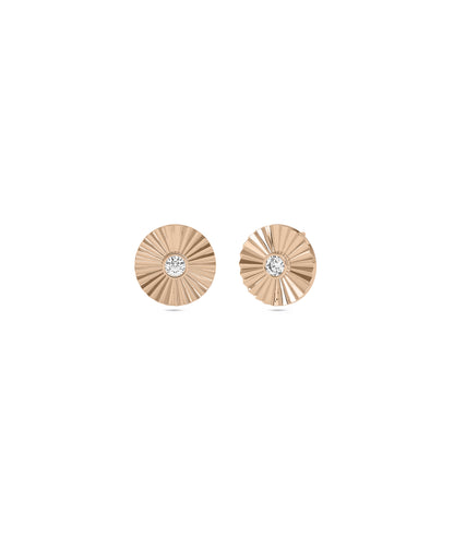 Groove Disc Stud Earring with Diamond Solitaire - Everyday jewelry