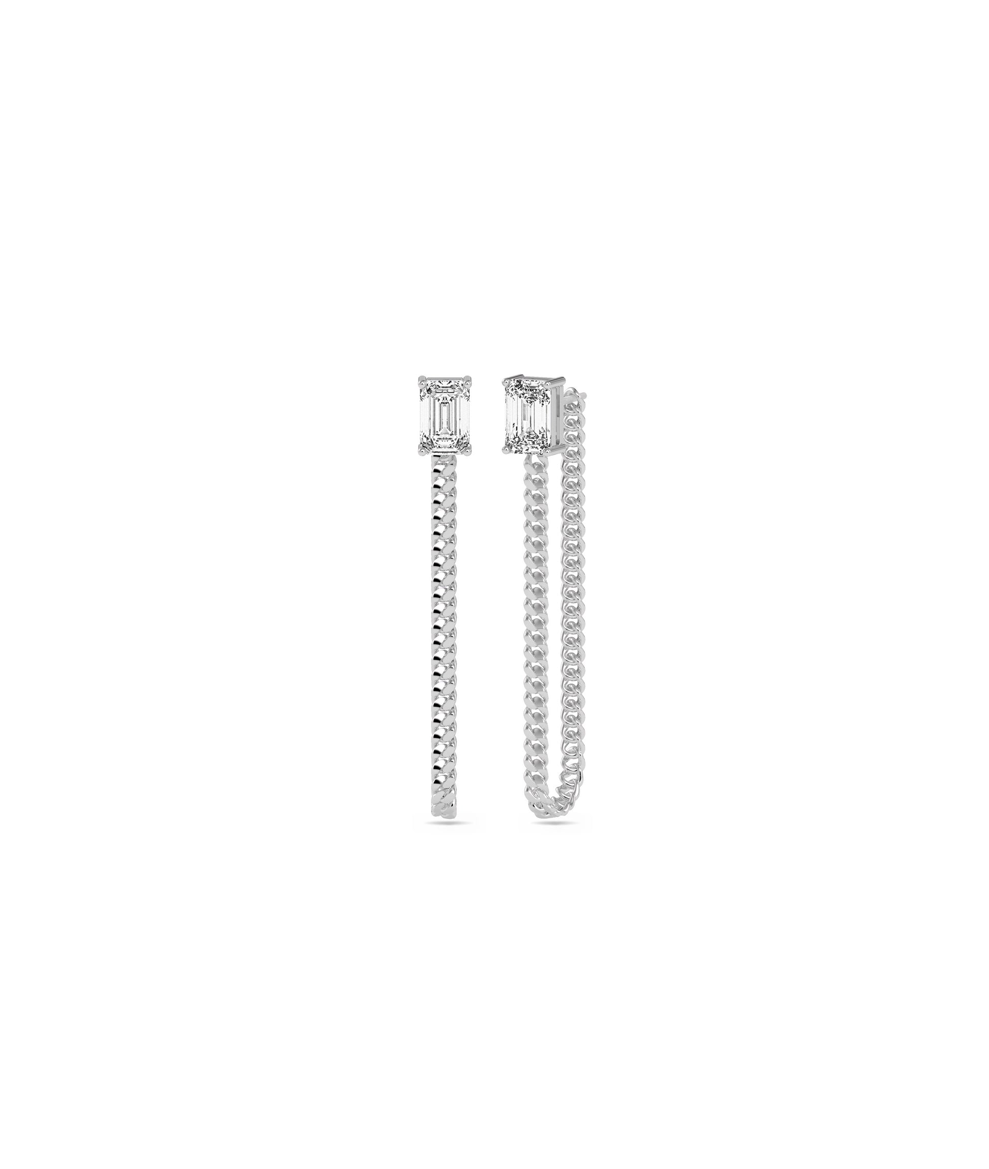 Diamond Solitaire Curb Link Dangle Earring | Diamond Earrings