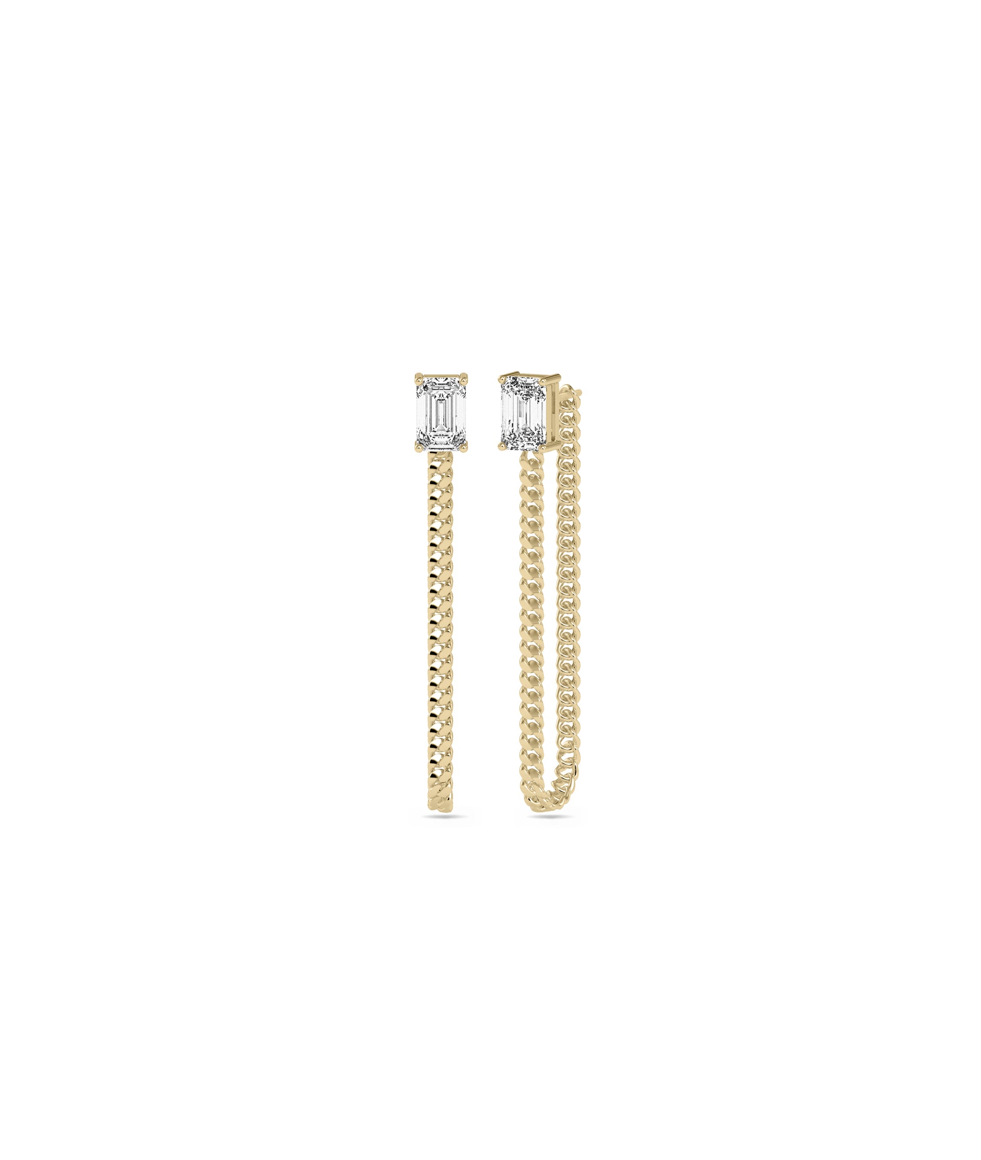 Diamond Solitaire Curb Link Dangle Earring | Diamond Earrings