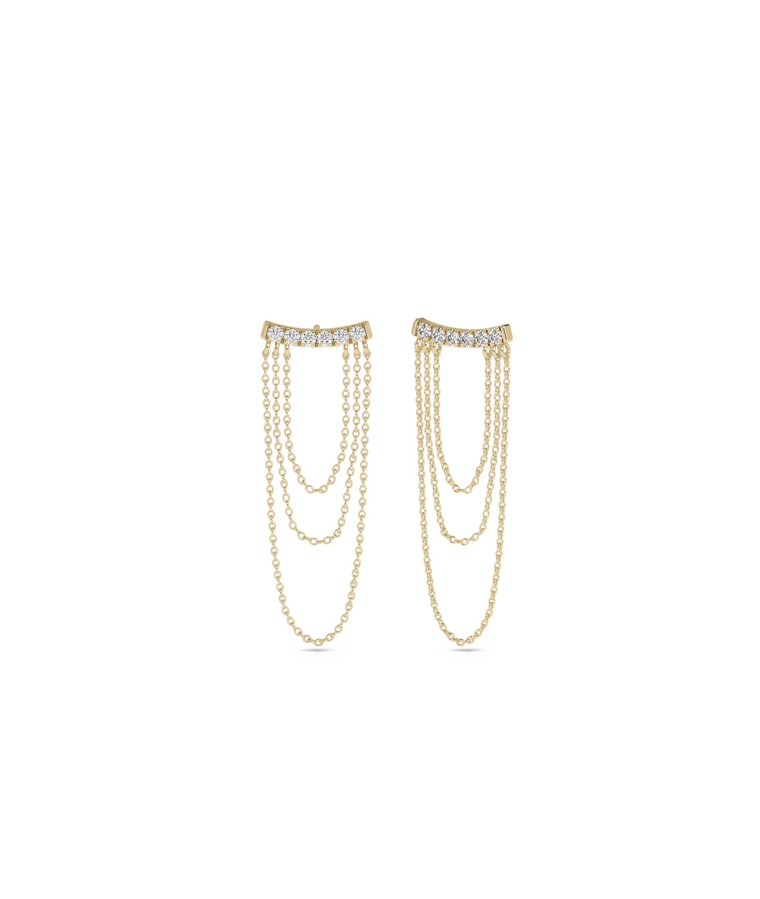 Diamond Pave Smile Cable Chain Dangle Earring | Diamond Earrings