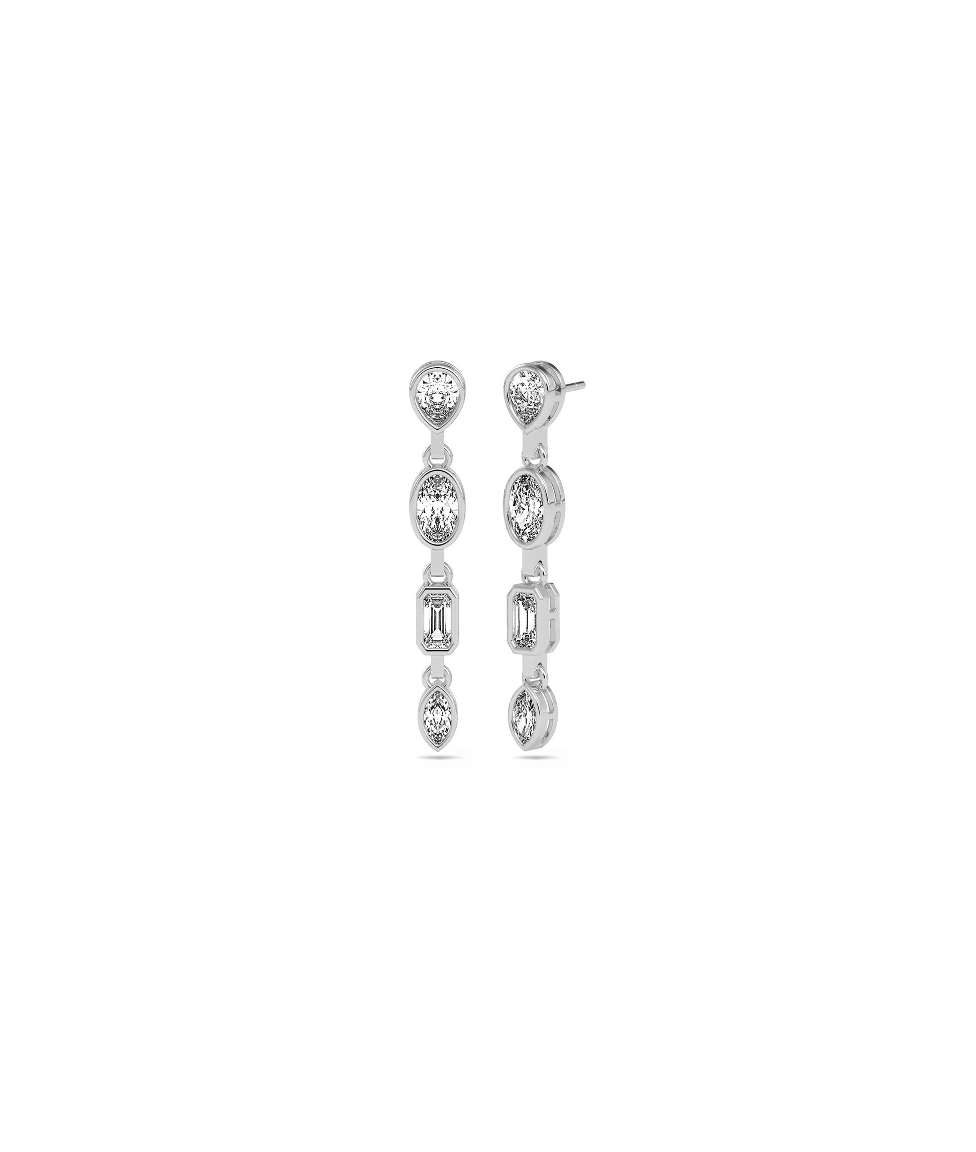 Diamond Solitaire Dangle Stud Earrings - Everyday Jewelry