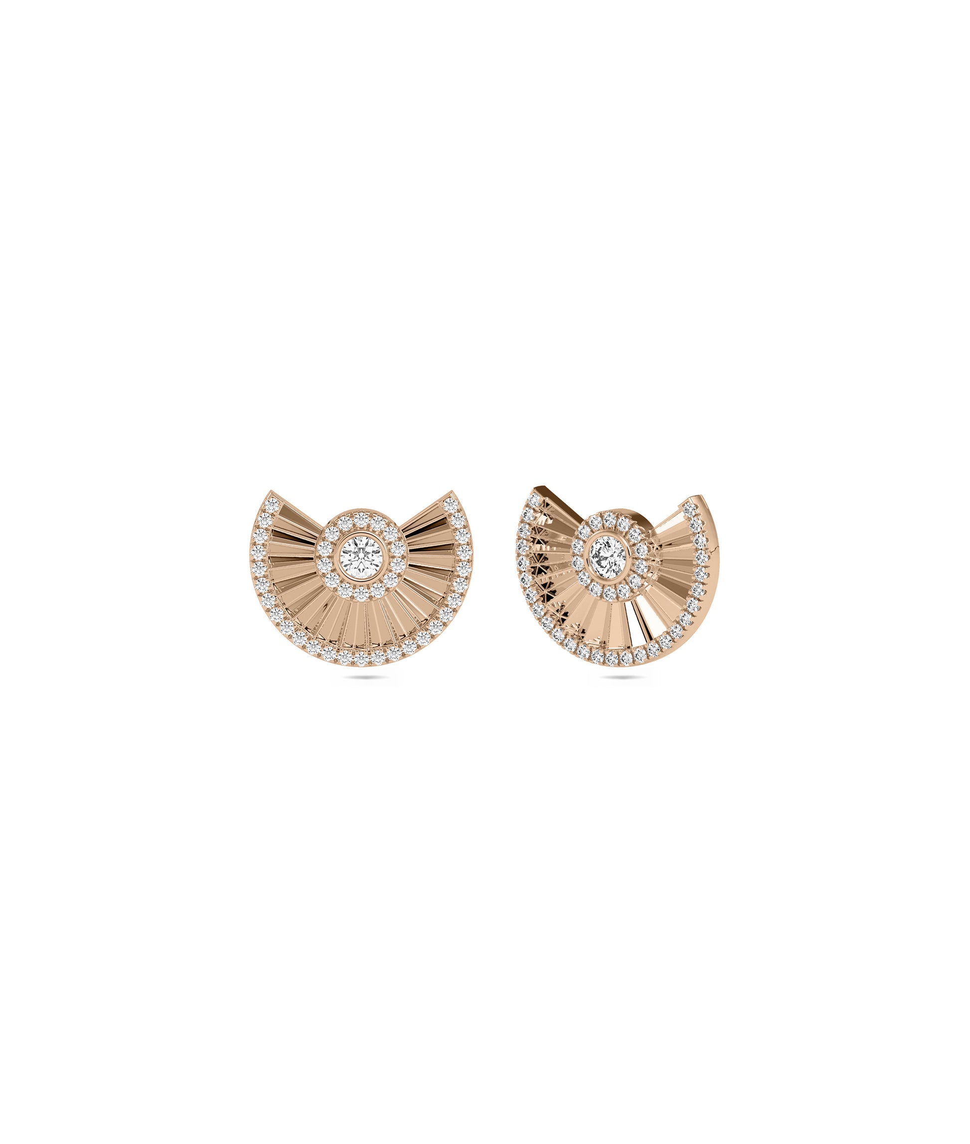 Diamond and Gold Fan Stud Earrings | Everyday Jewelry For Women