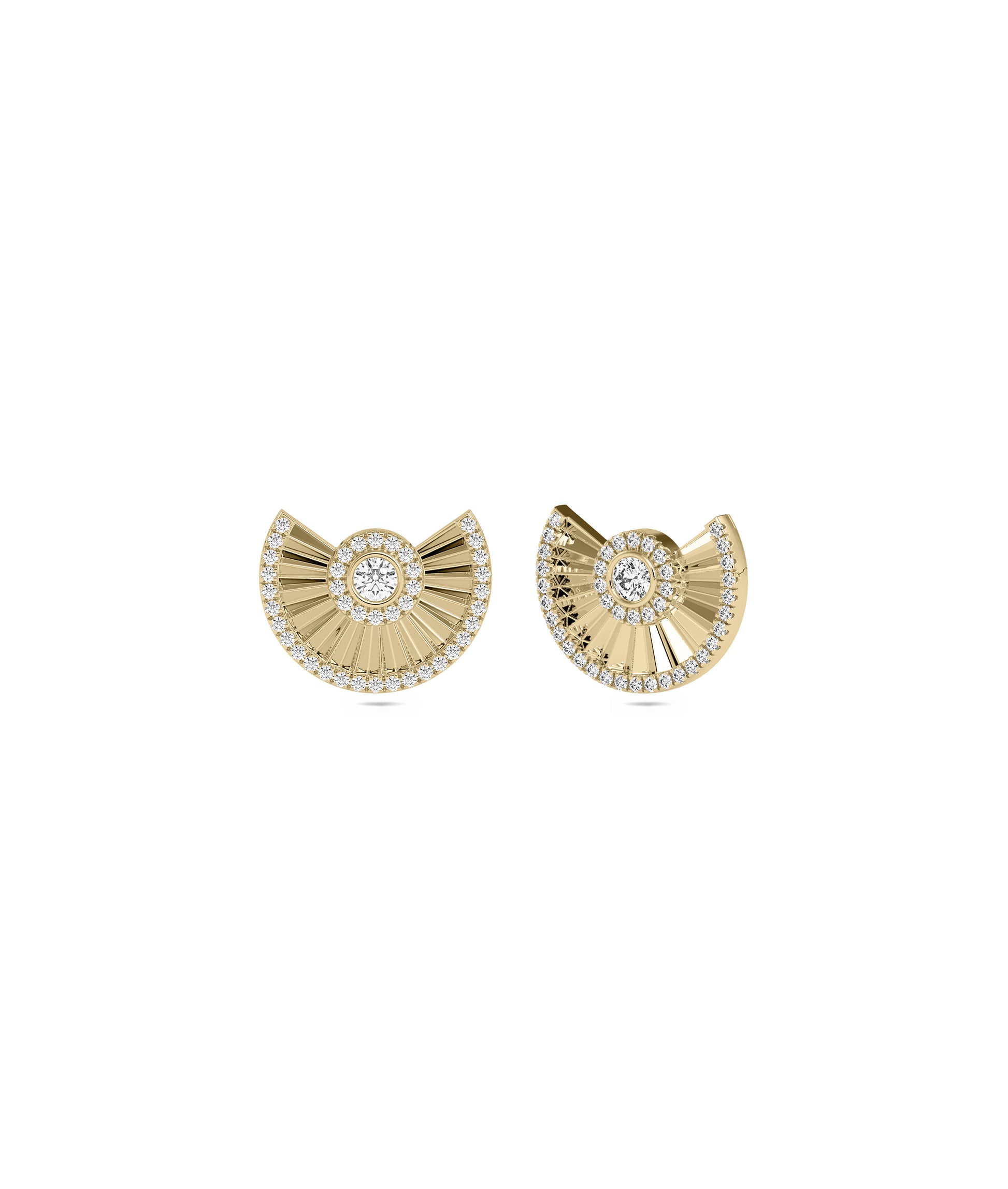 Diamond and Gold Fan Stud Earrings | Everyday Jewelry For Women