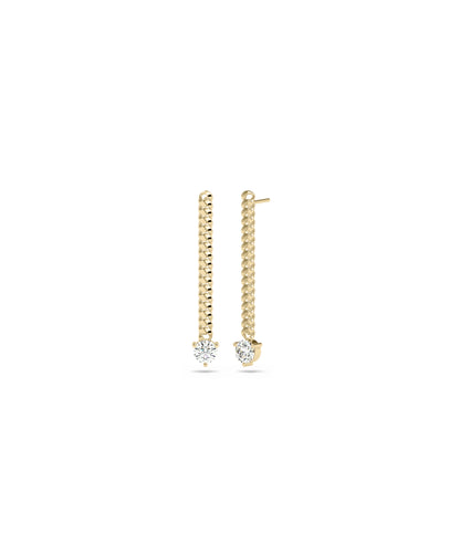 "Diamond Earrings Everyday Jewelry - Curb Link Gold Chain Earring with Diamond Solitaire"