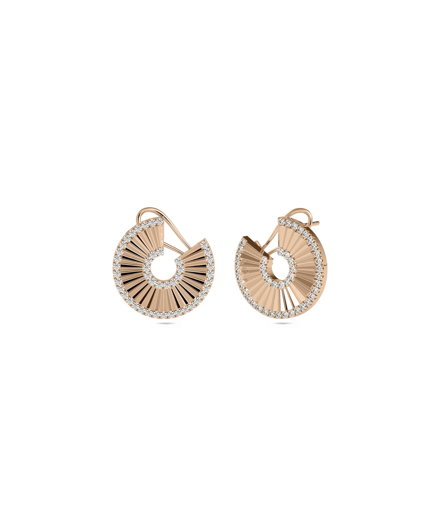 Diamond and Gold Fan Stud Earring | Diamond Earrings For Women