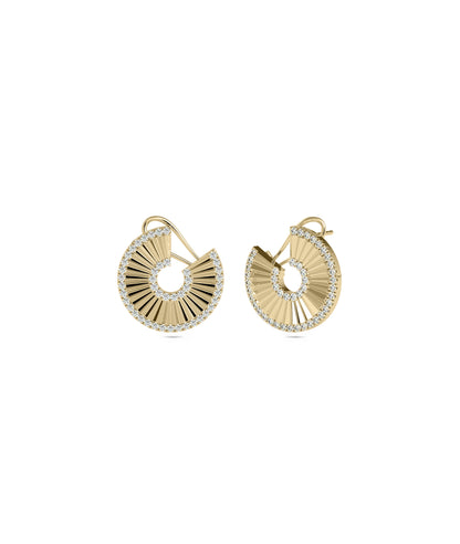 Diamond and Gold Fan Stud Earring | Diamond Earrings For Women