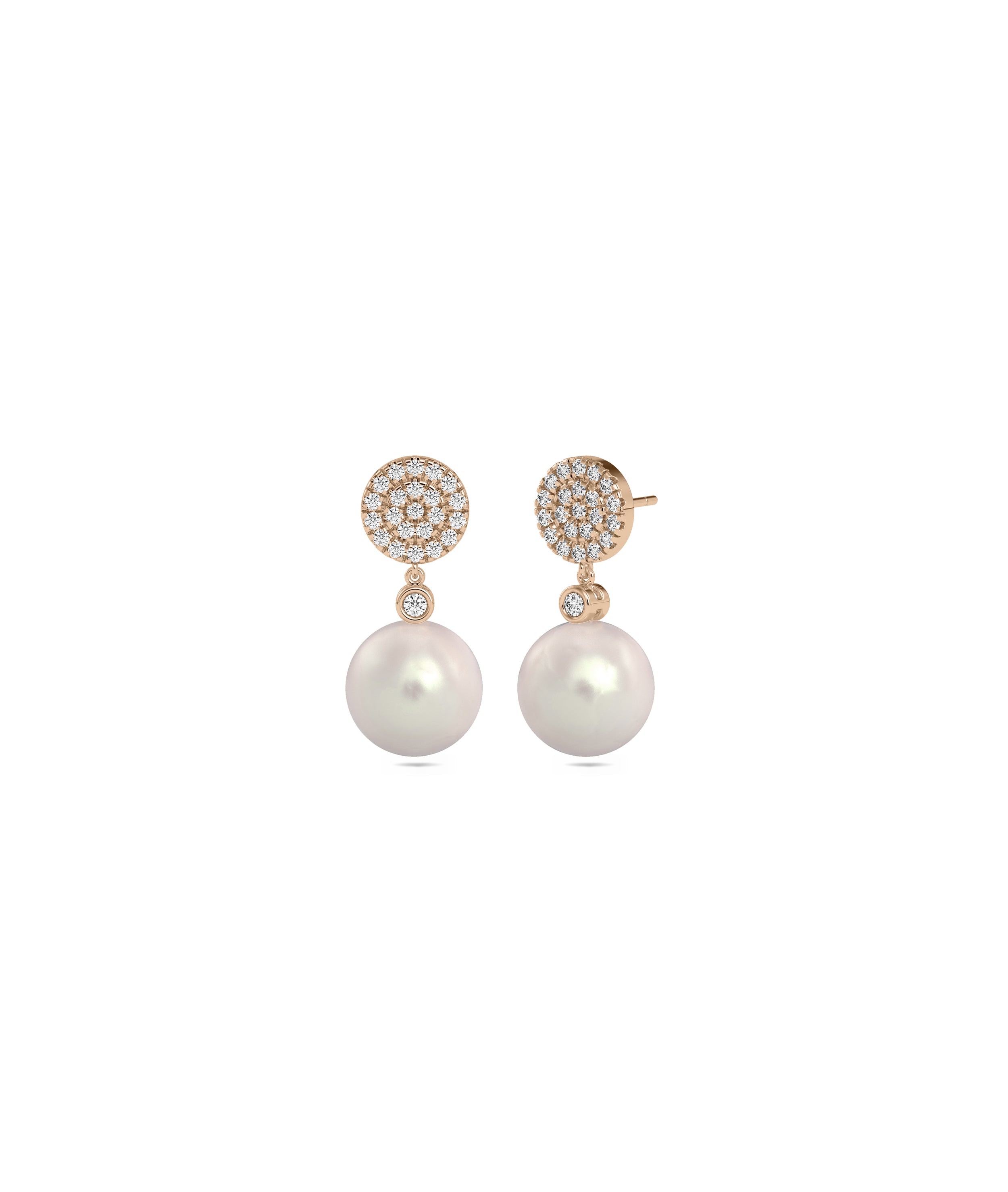 Diamond Pave Disc with Pearl Drop Earring | Buy Diamond Earrings