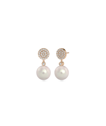 Diamond Pave Disc with Pearl Drop Earring | Buy Diamond Earrings