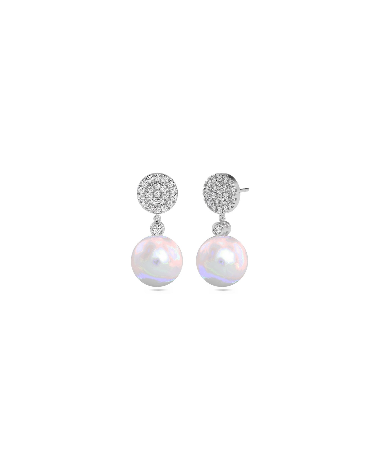 Diamond Pave Disc with Pearl Drop Earring | Buy Diamond Earrings