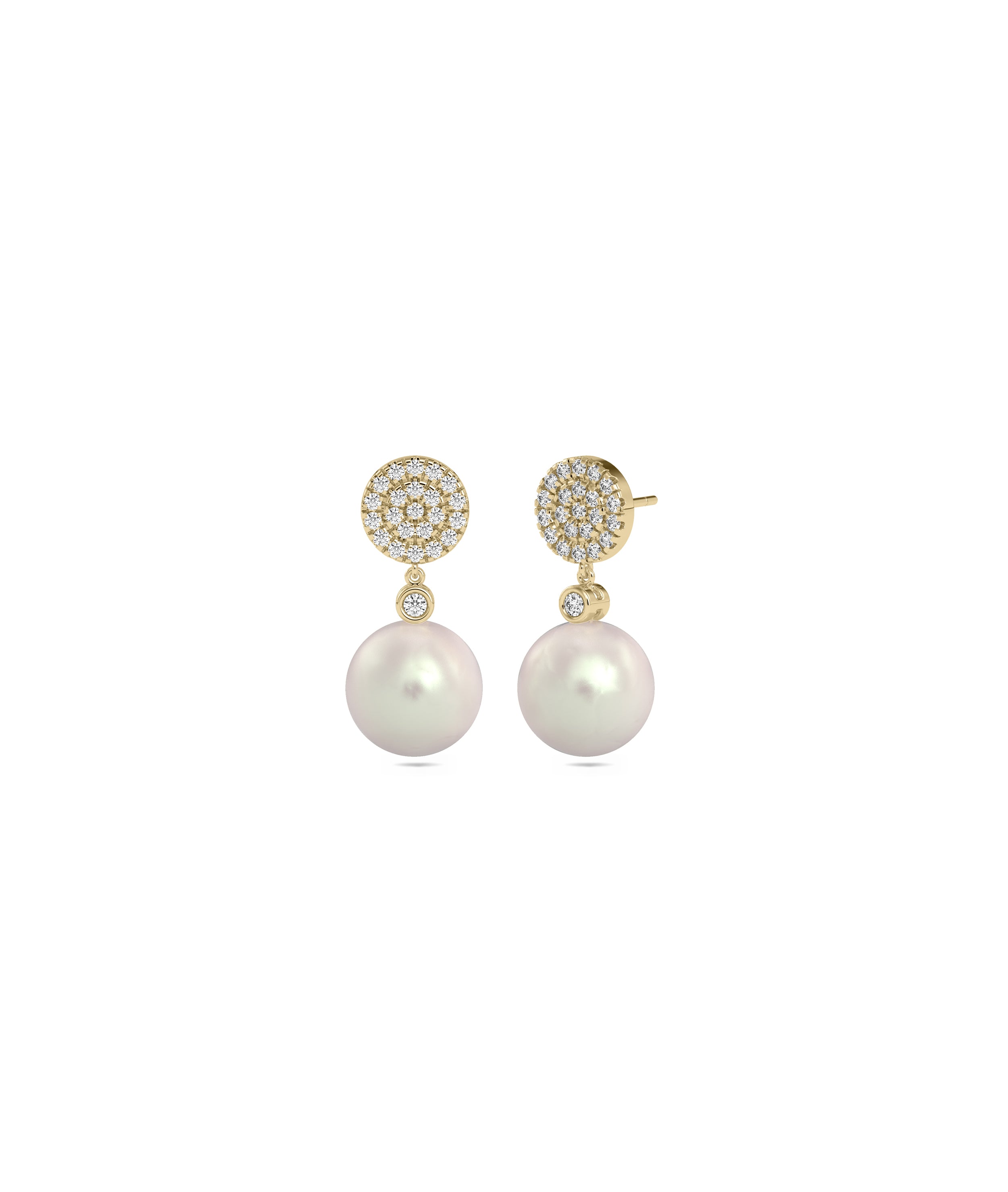 Diamond Pave Disc with Pearl Drop Earring | Buy Diamond Earrings