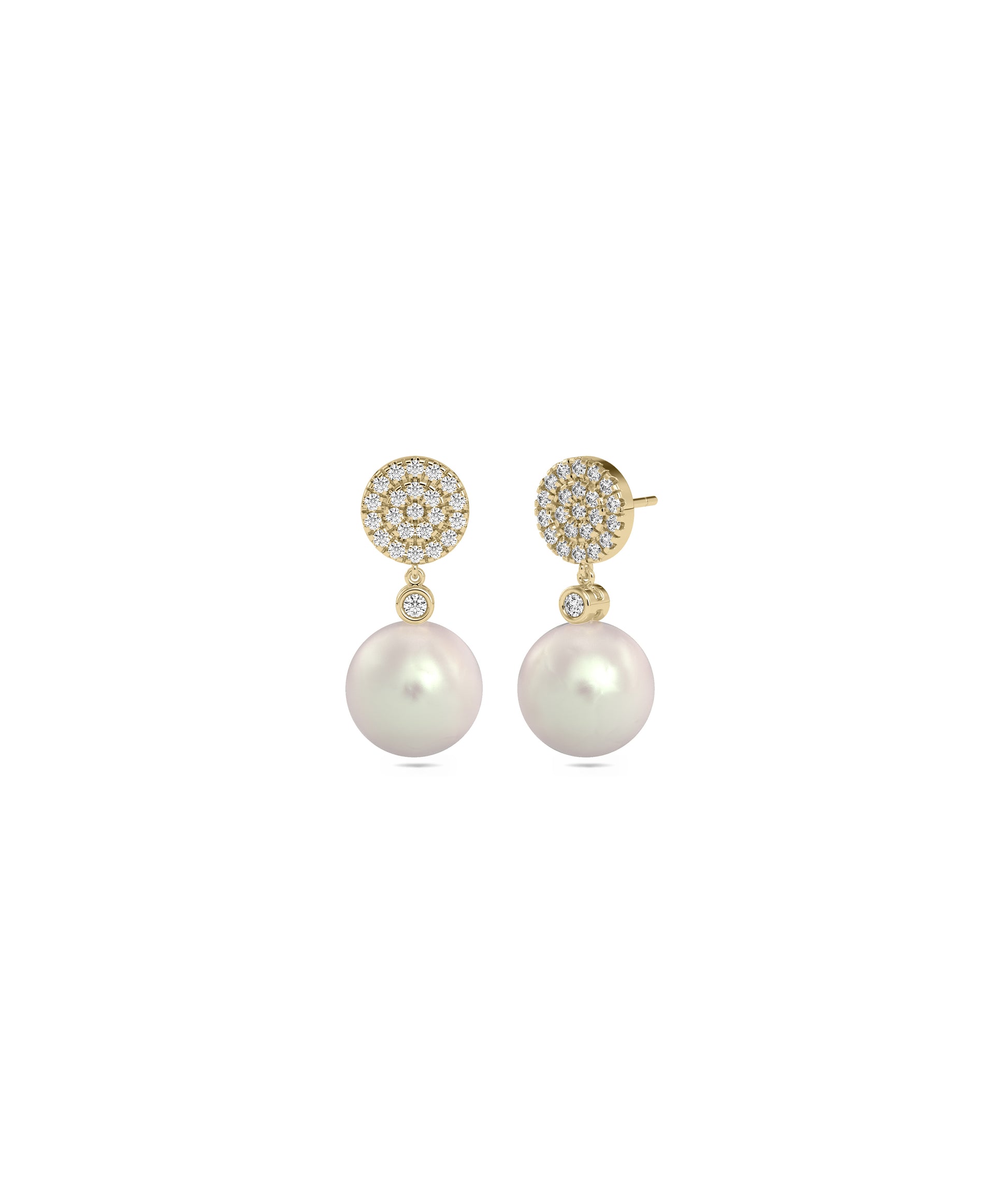 Diamond Pave Disc with Pearl Drop Earring | Buy Diamond Earrings