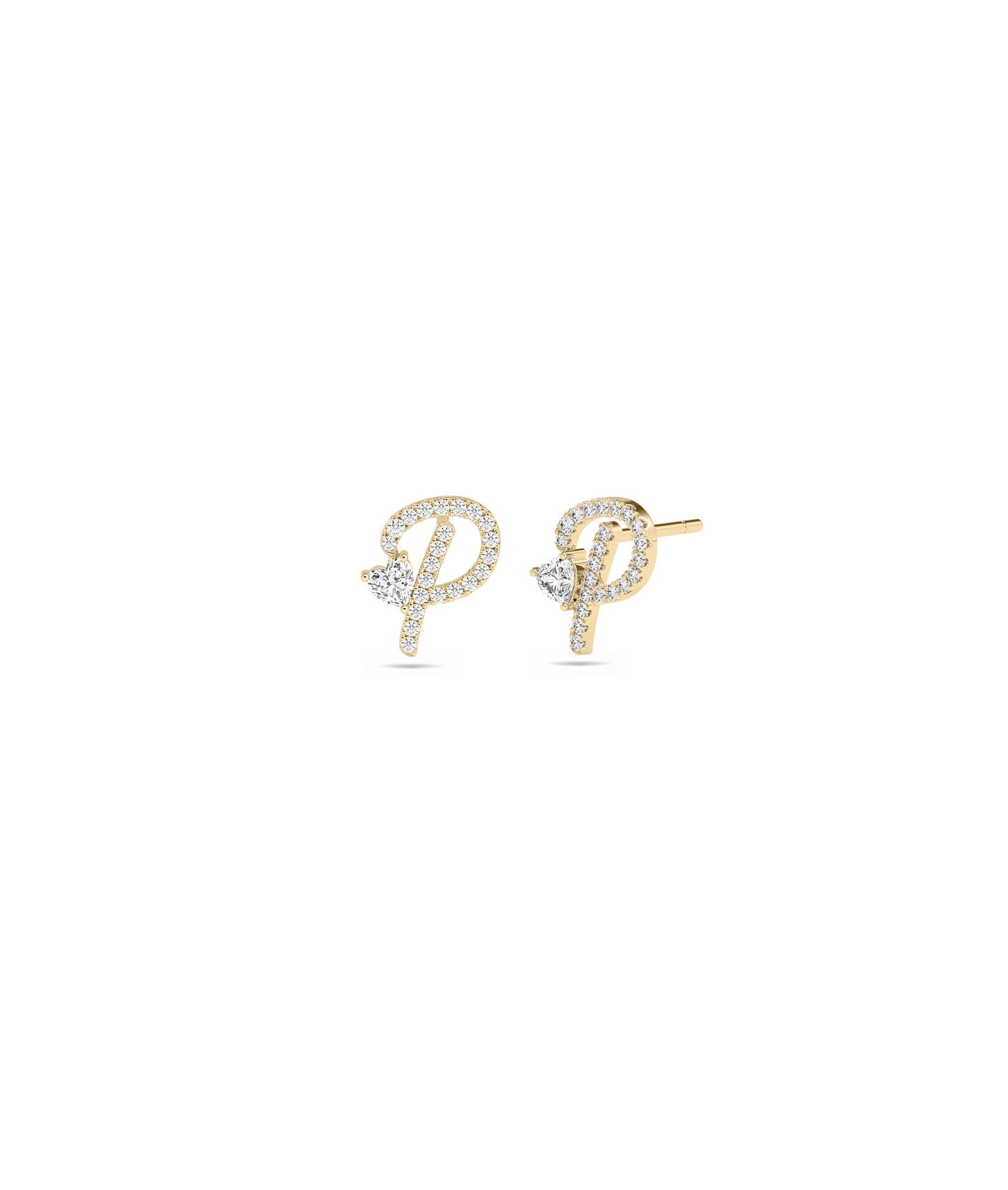 Diamond Initial with Solitaire Stud Earrings - everyday jewelry