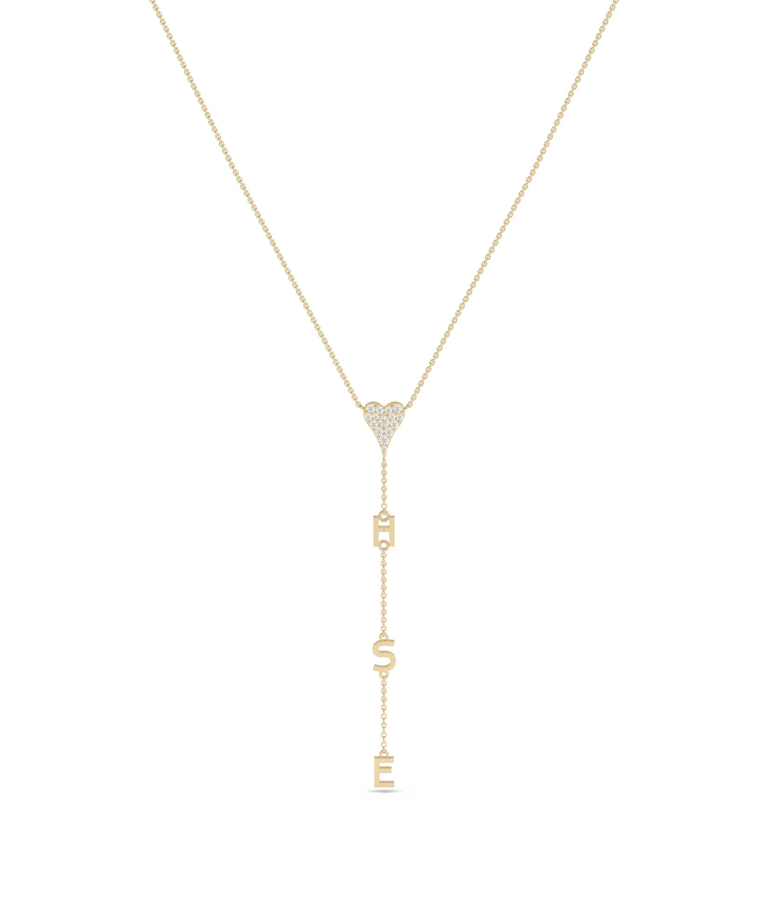 Diamond Pave Gold Initial Dangle Necklace - Everyday Jewelry