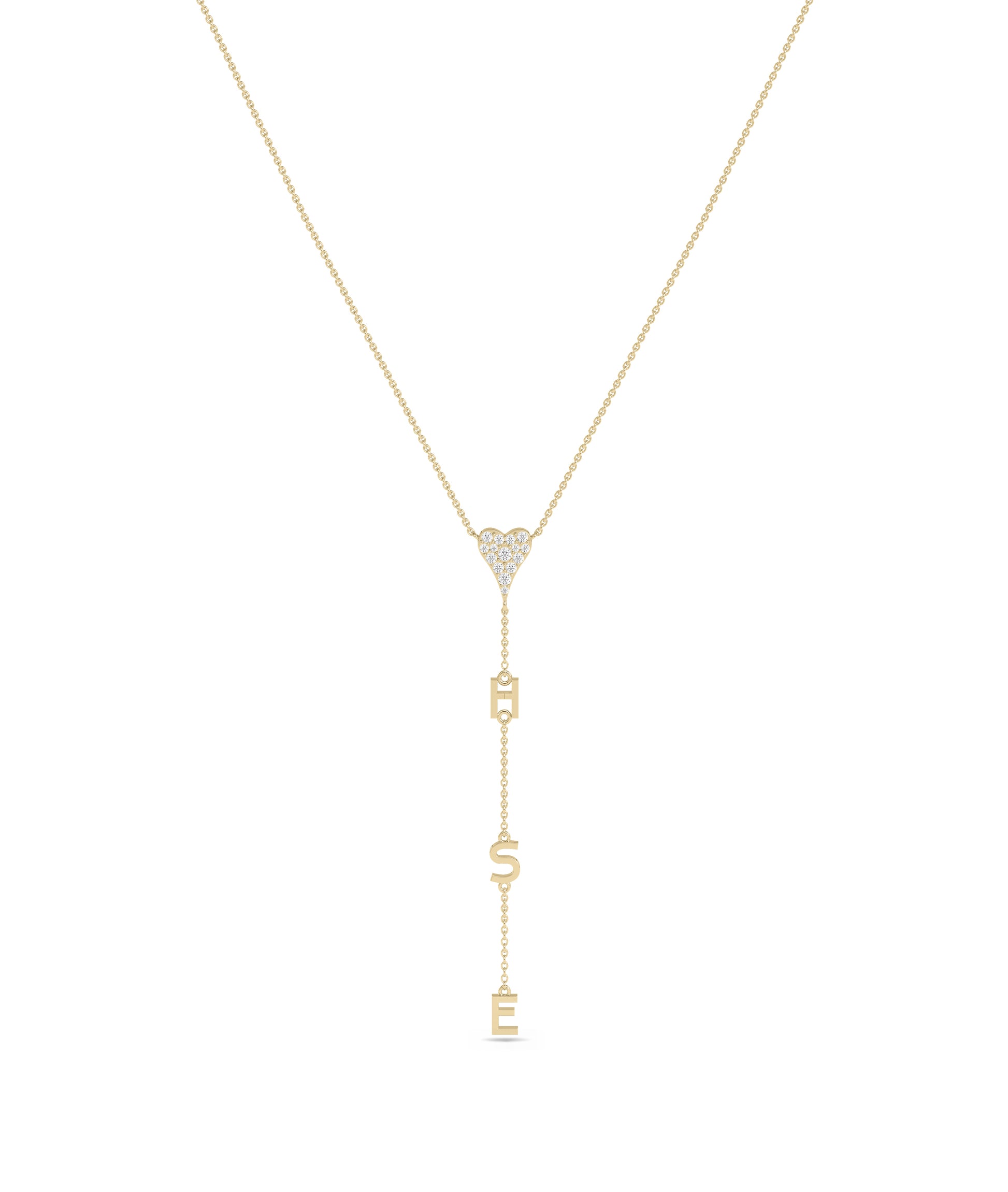 Diamond Pave Gold Initial Dangle Necklace - Everyday Jewelry