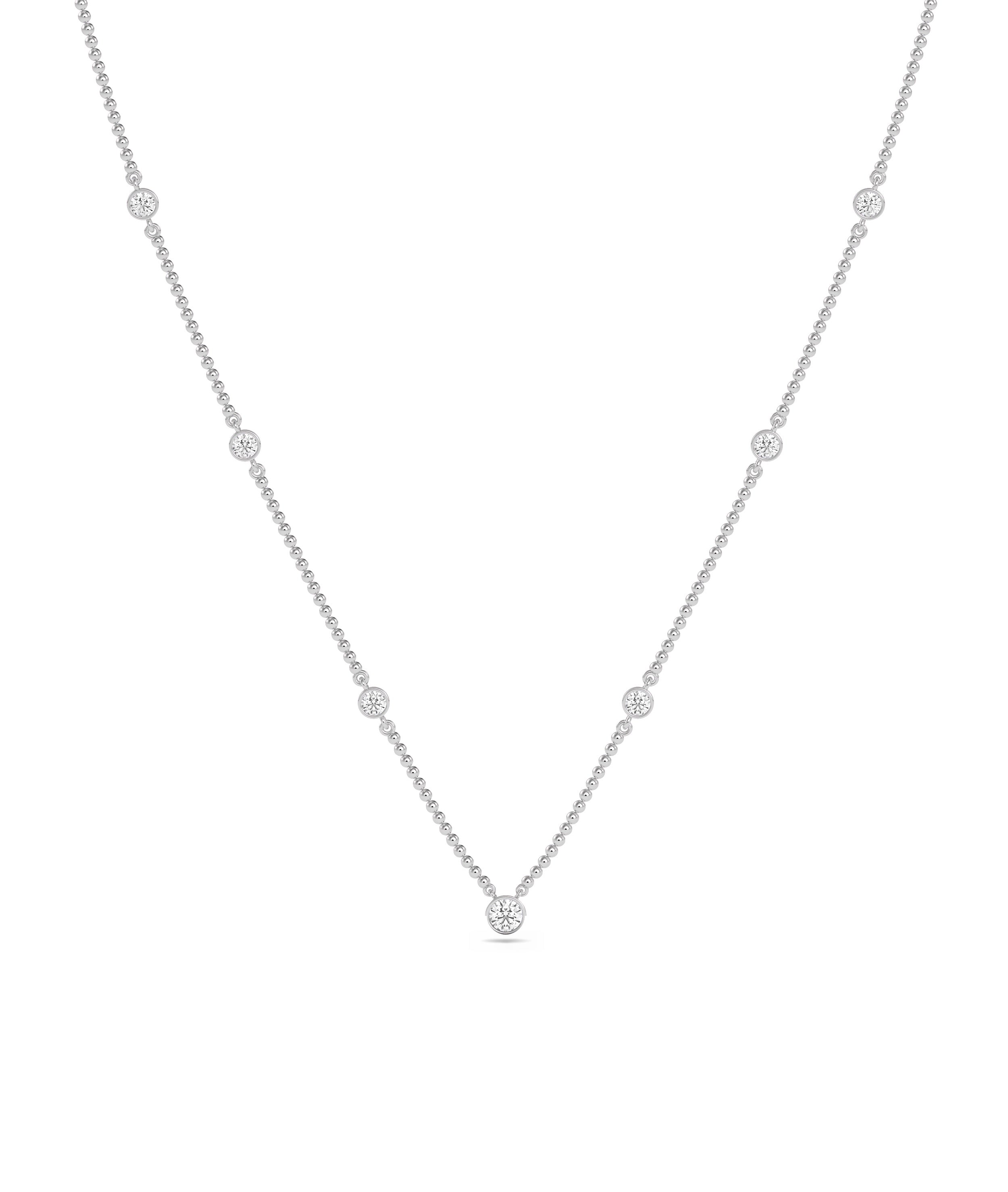 Diamond Bezel Set Station Necklace- diamond necklace