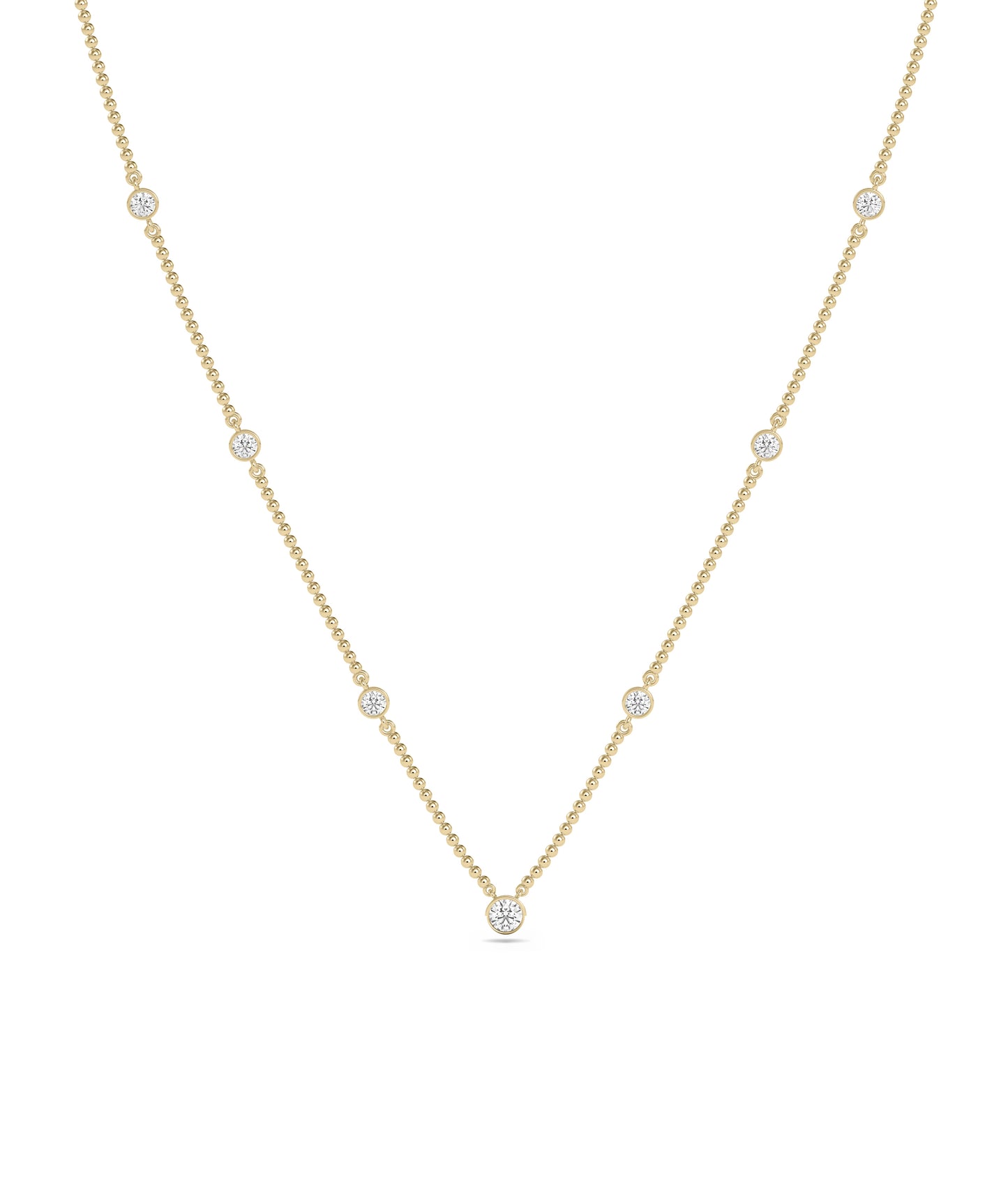 Diamond Bezel Set Station Necklace- diamond necklace