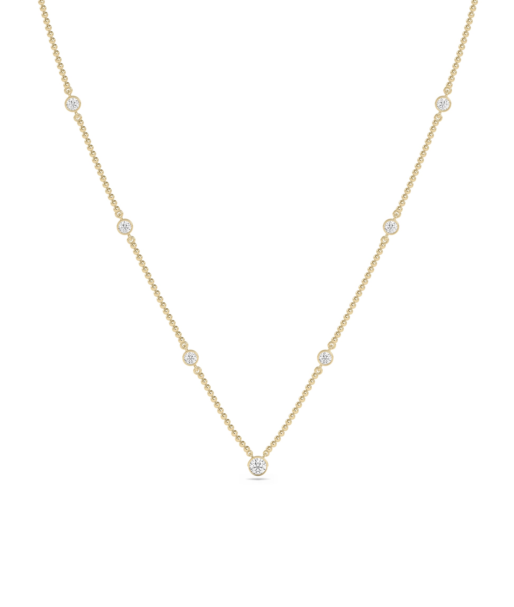 Diamond Bezel Set Station Necklace- diamond necklace