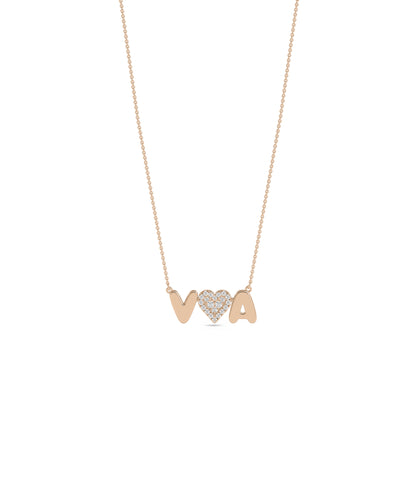 Custom Gold Initial & Diamond Pave Necklace - Everyday Jewelry