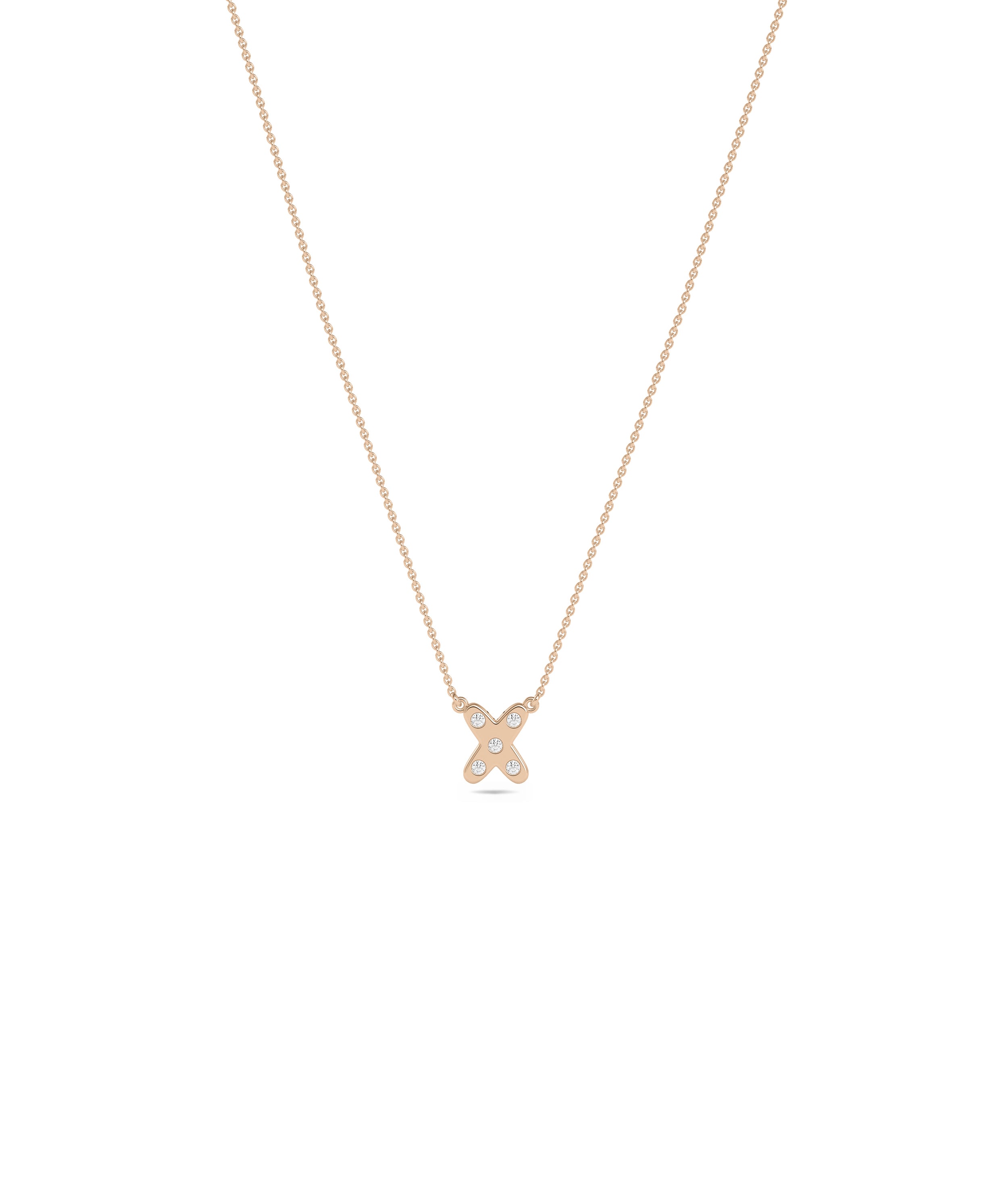 Diamond Bezel Set Bubble Initial Necklace - Everyday Jewelry