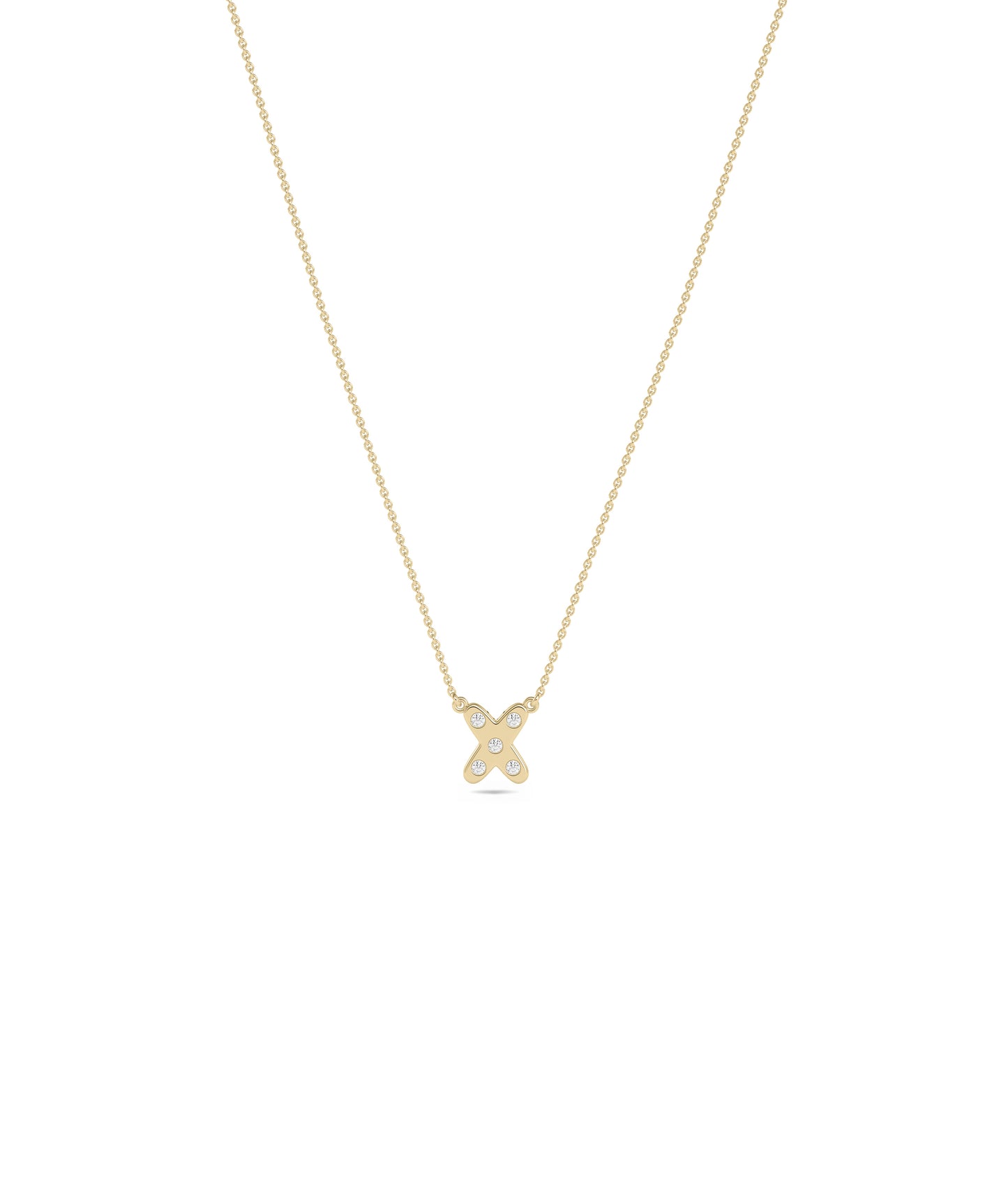 Diamond Bezel Set Bubble Initial Necklace - Everyday Jewelry