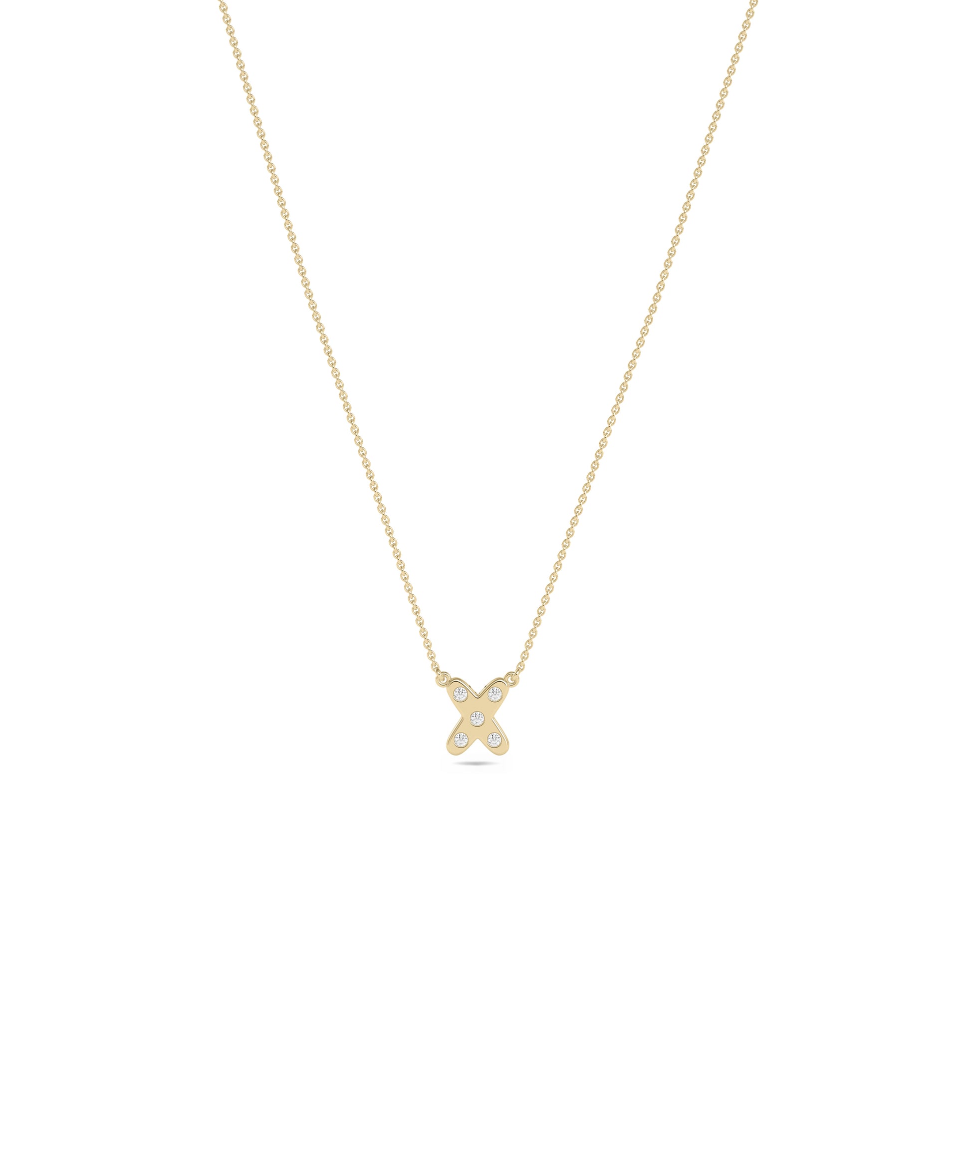 Diamond Bezel Set Bubble Initial Necklace - Everyday Jewelry