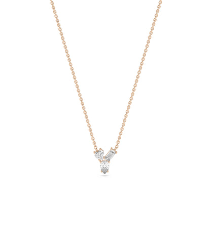 3 Stone Diamond Solitaire Necklace - Everyday Jewelry