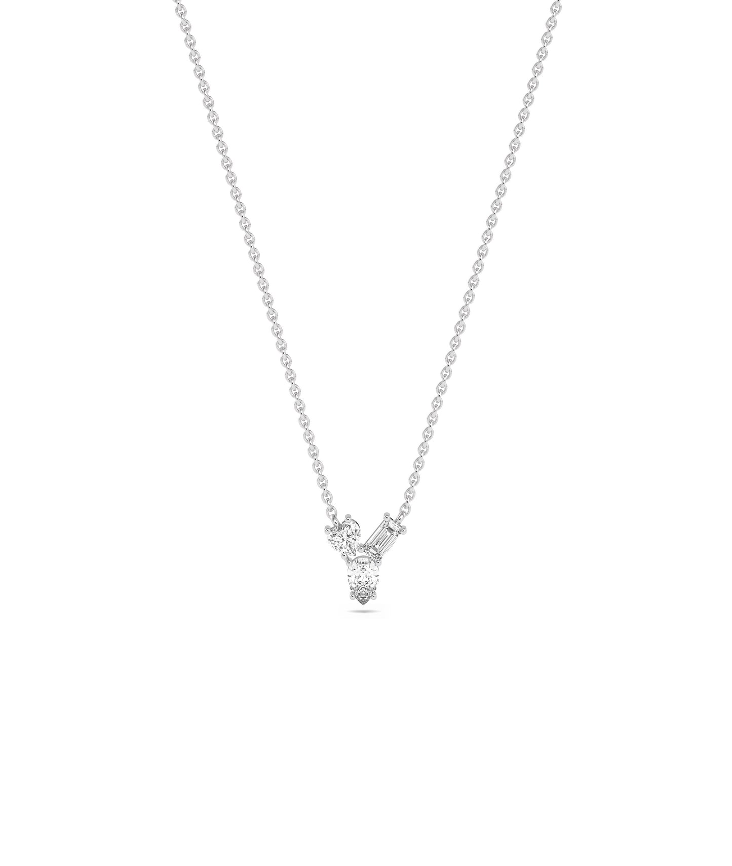 3 Stone Diamond Solitaire Necklace - Everyday Jewelry