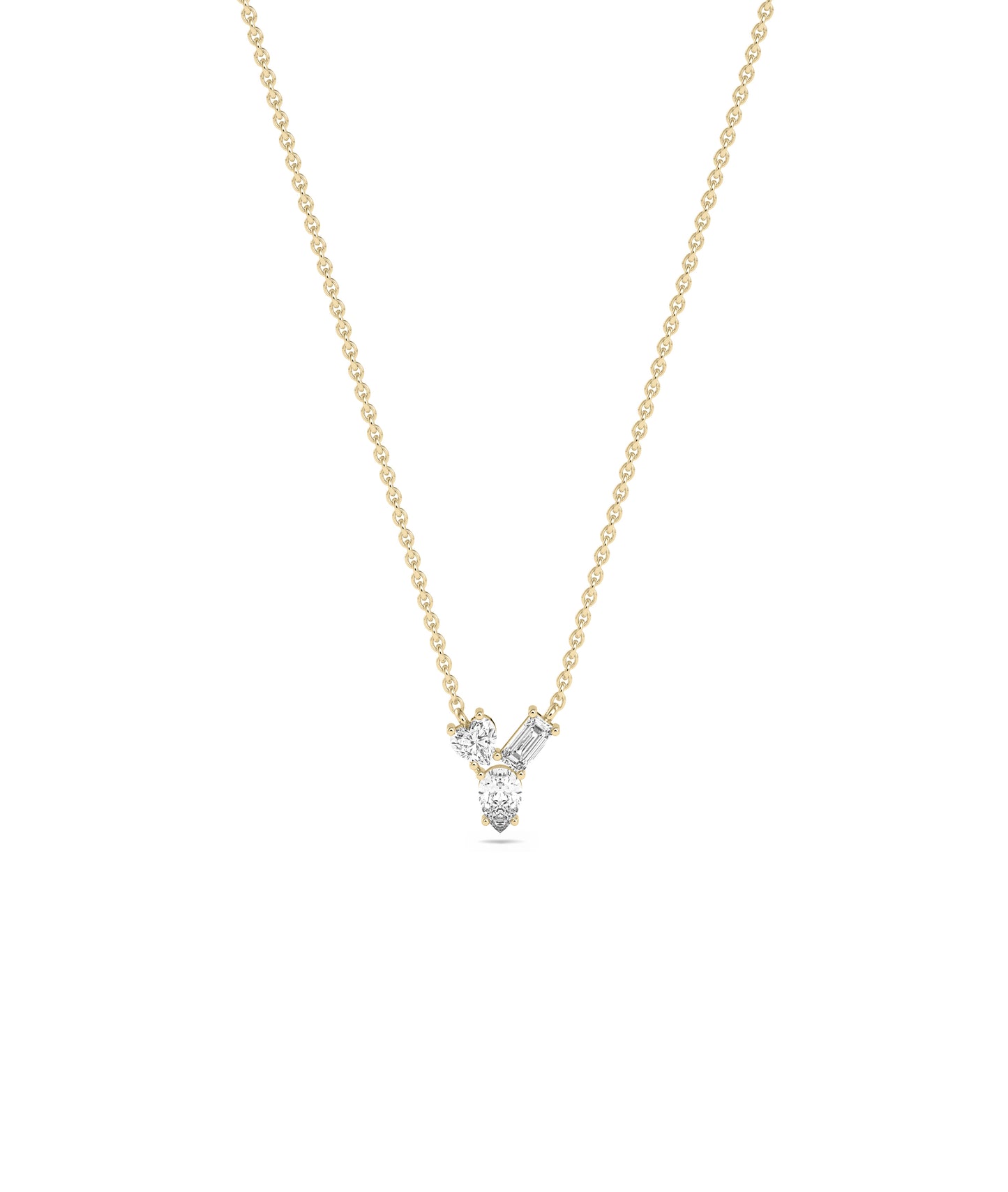 3 Stone Diamond Solitaire Necklace - Everyday Jewelry