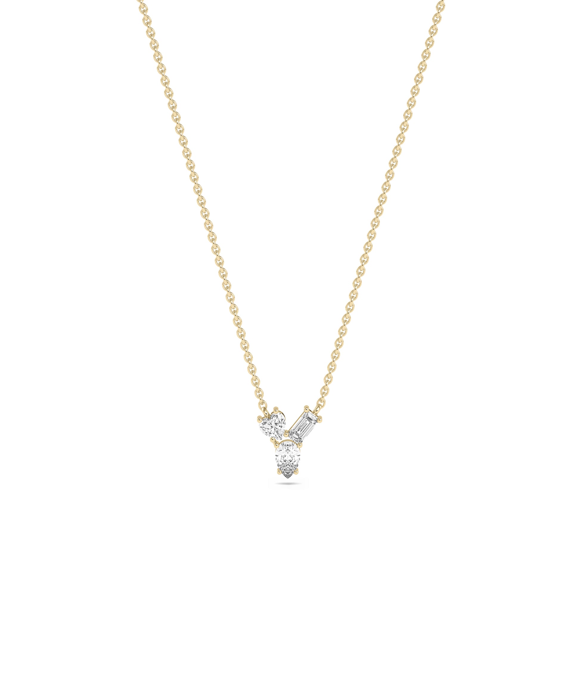 3 Stone Diamond Solitaire Necklace - Everyday Jewelry