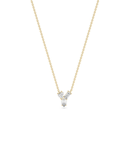 3 Stone Diamond Solitaire Necklace - Everyday Jewelry