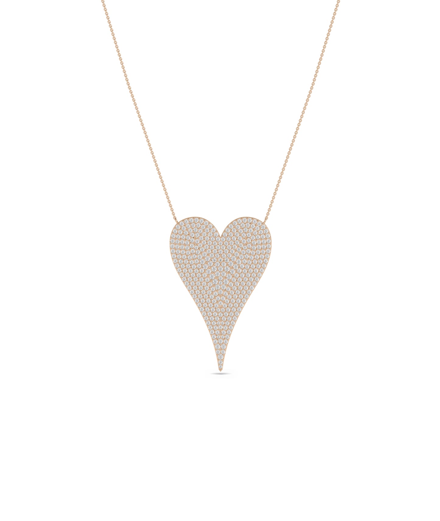 Diamond Pave Elongated Heart Necklace