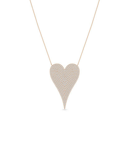 Diamond Pave Elongated Heart Necklace