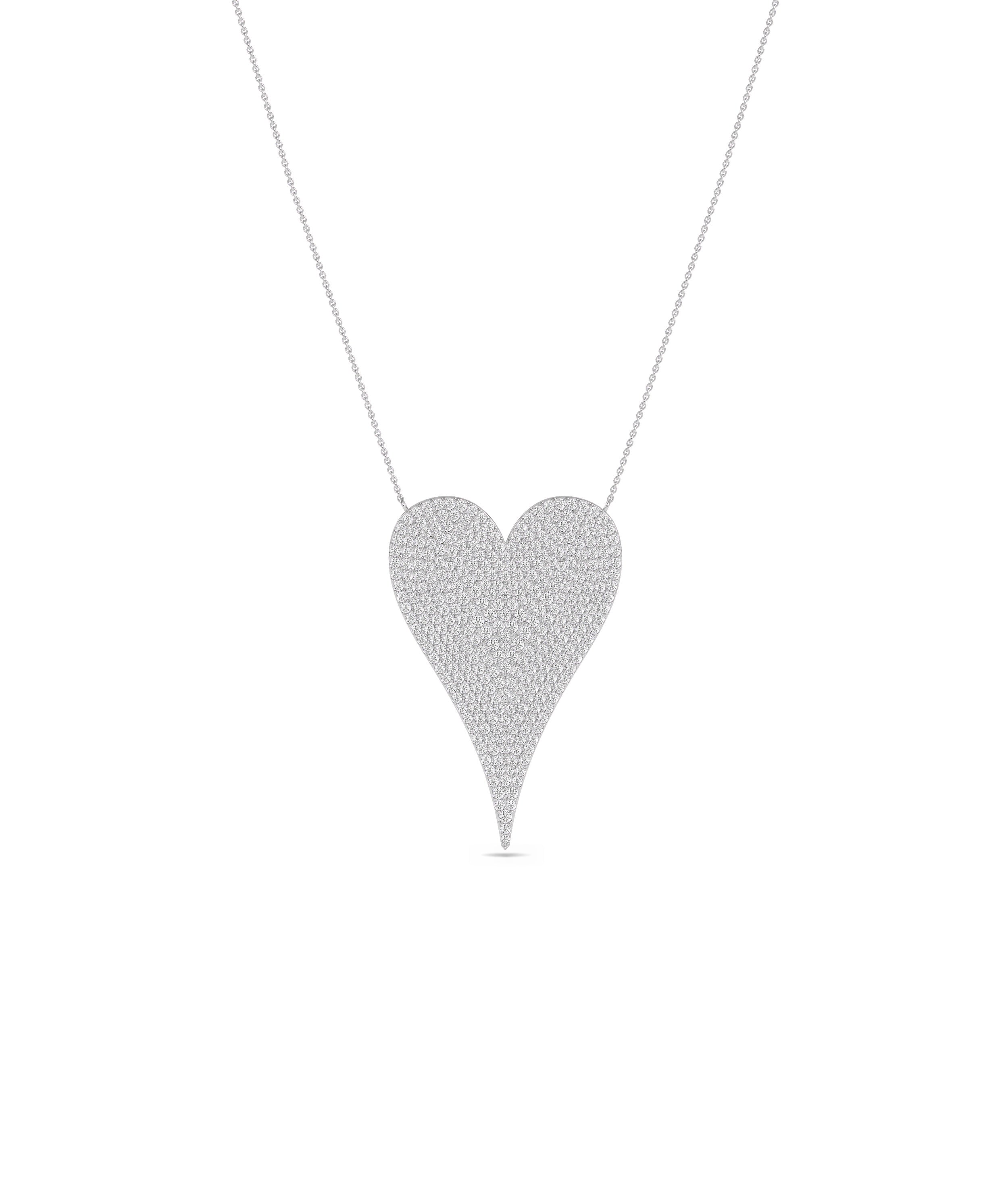 Diamond Pave Elongated Heart Necklace