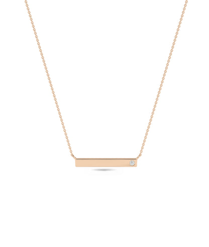 Personalize Gold Bar Necklace with Diamond Solitaire