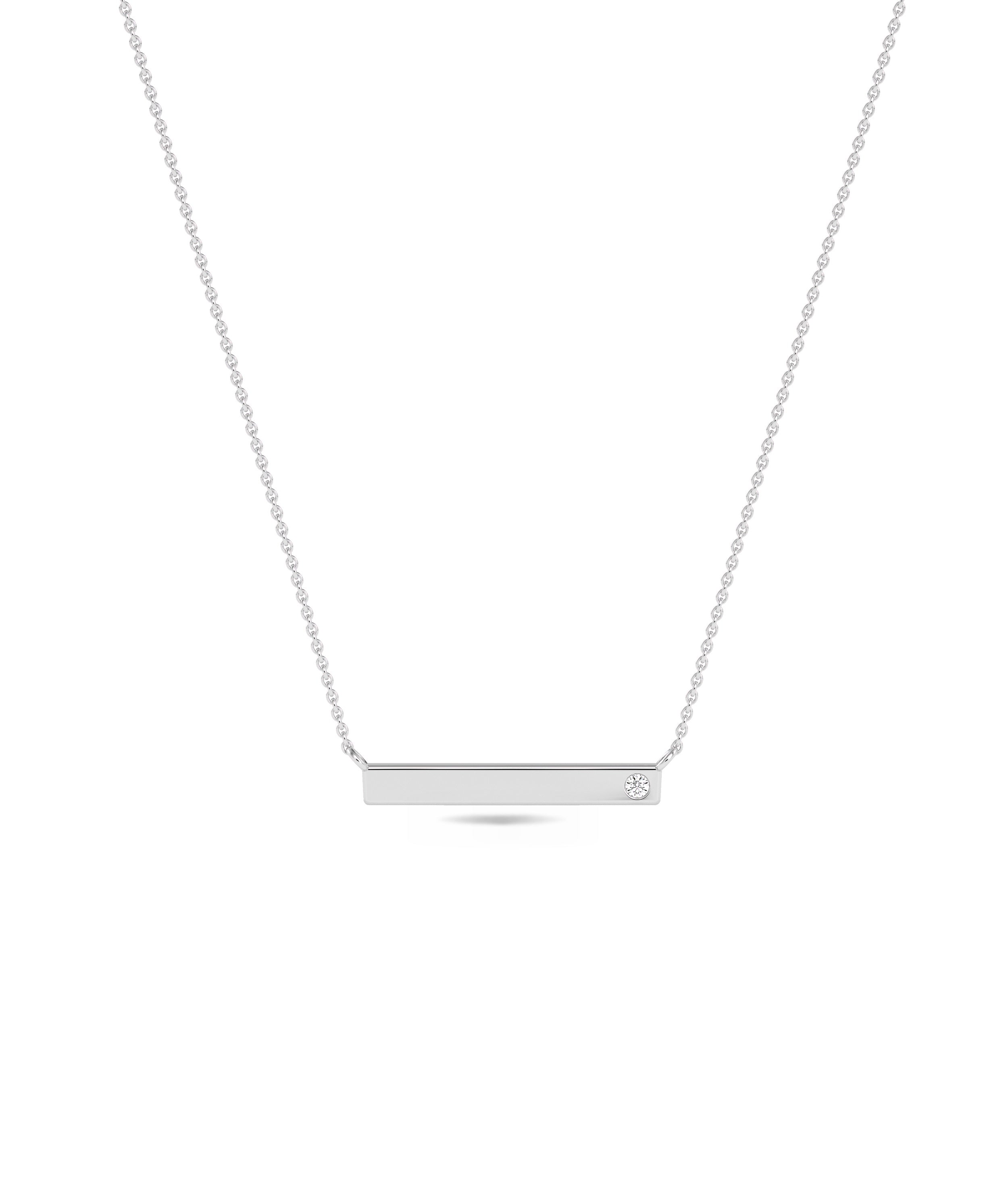 Personalize Gold Bar Necklace with Diamond Solitaire