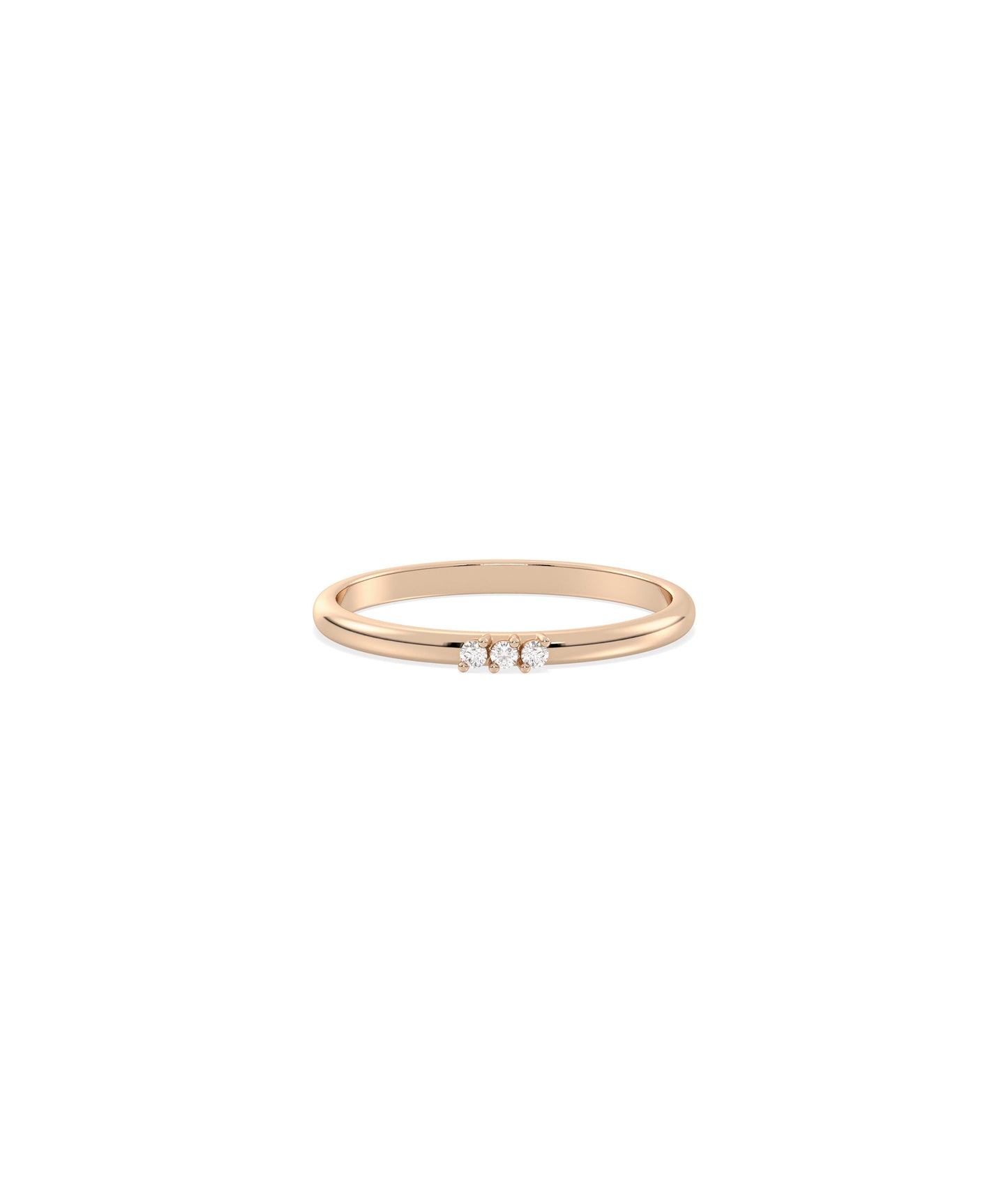 3 Stone Diamond Band Ring- 14k gold ring